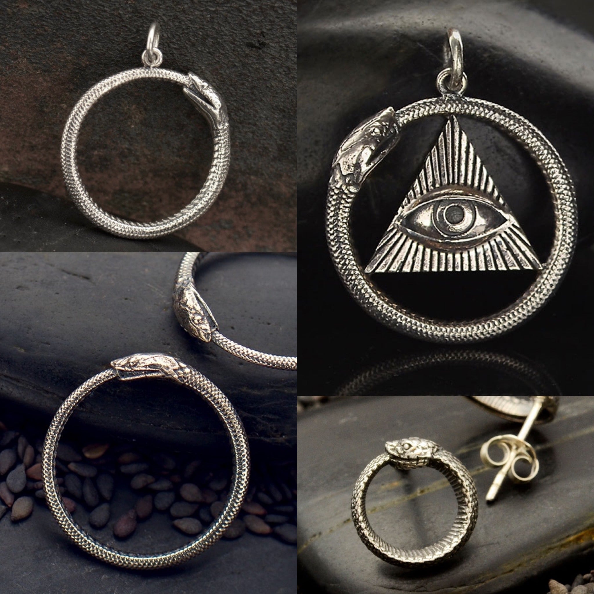 ouroboros jewellery: ouroboros ring, ouroboros pendant necklace, ouroboros charm, ouroboros earrings