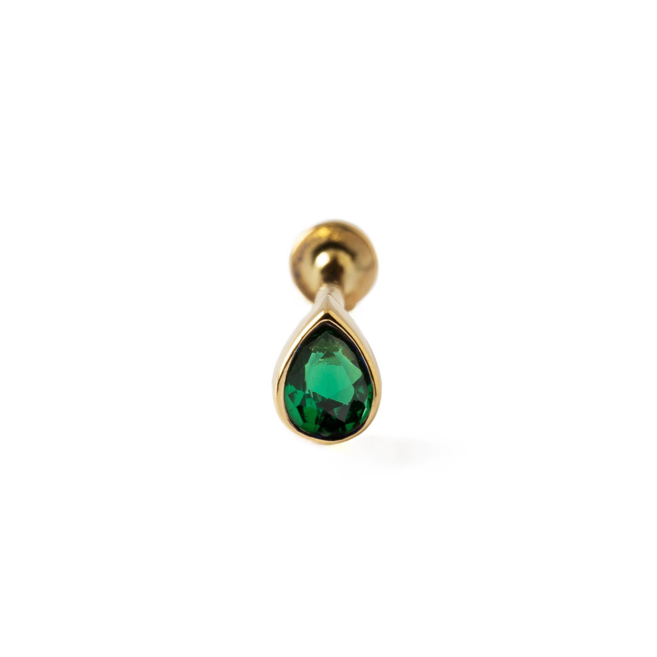 Flat-Back Labret | Green CZ Teardrop Labret | Tribu