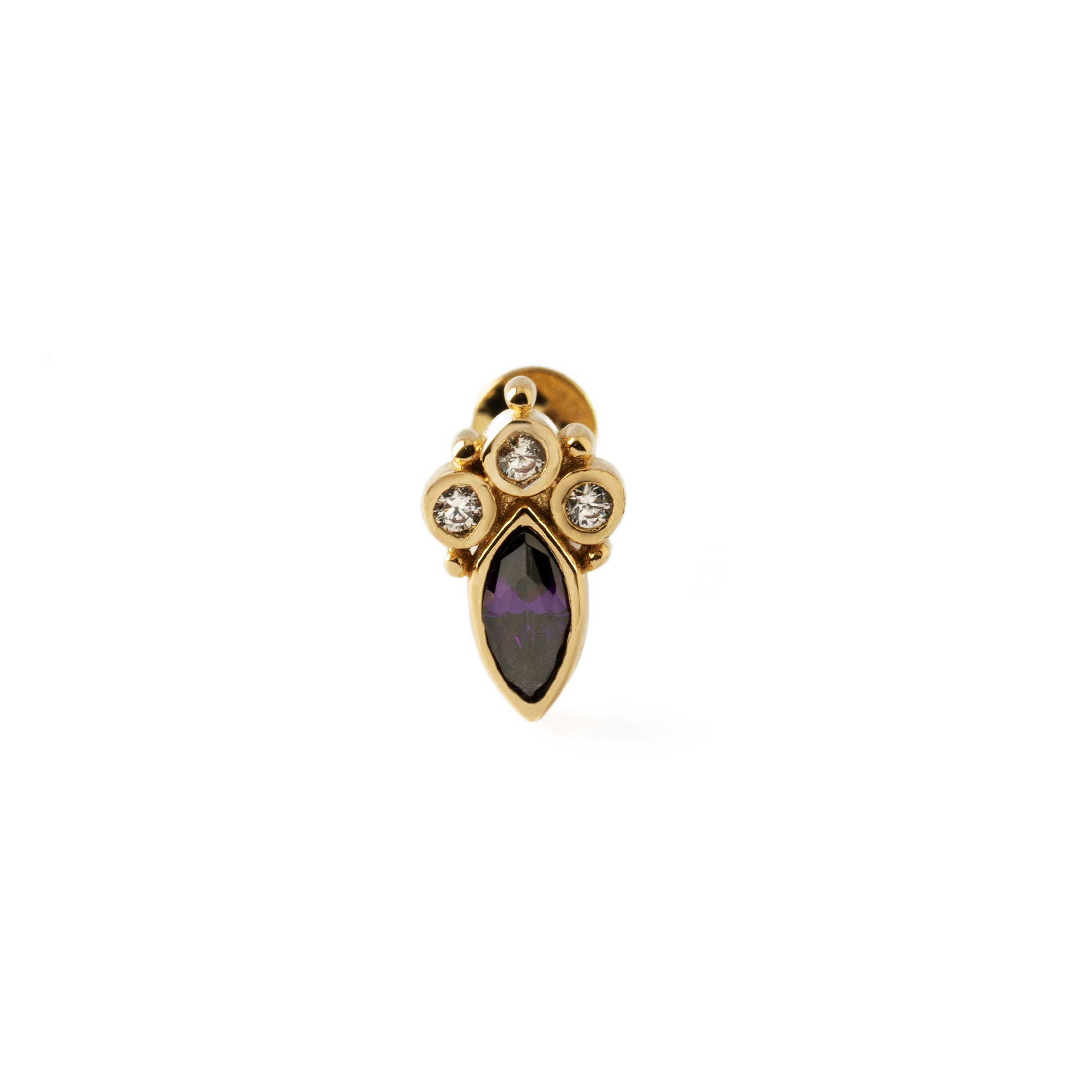 14k Gold Jasmine Labret frontal view