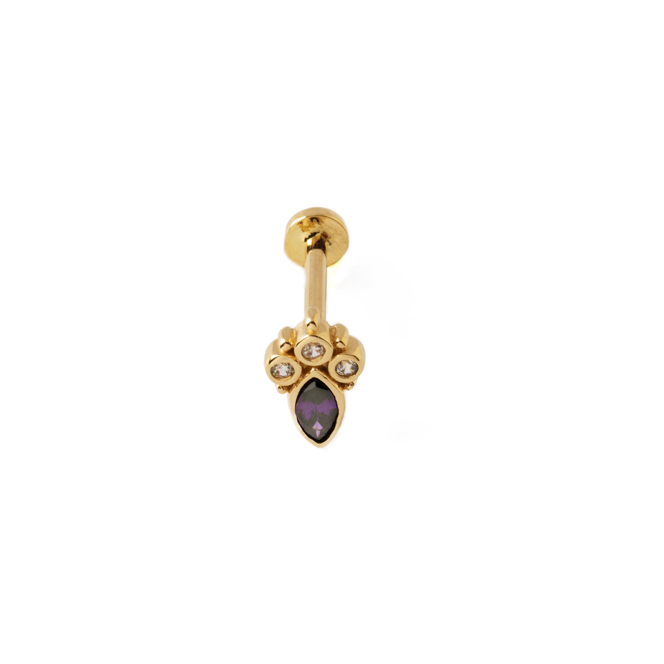 14k Gold Jasmine Labret frontal view