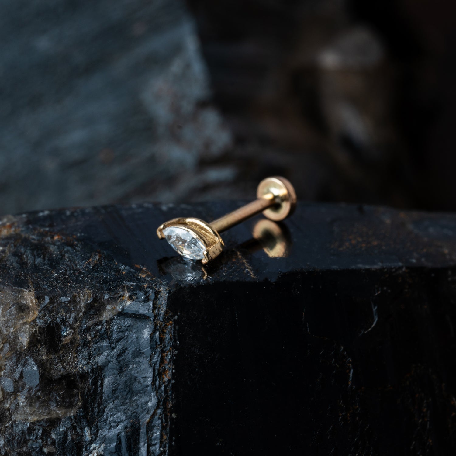 Gold Marquise CZ Labret | Flat-Back CZ Labret | Tribu