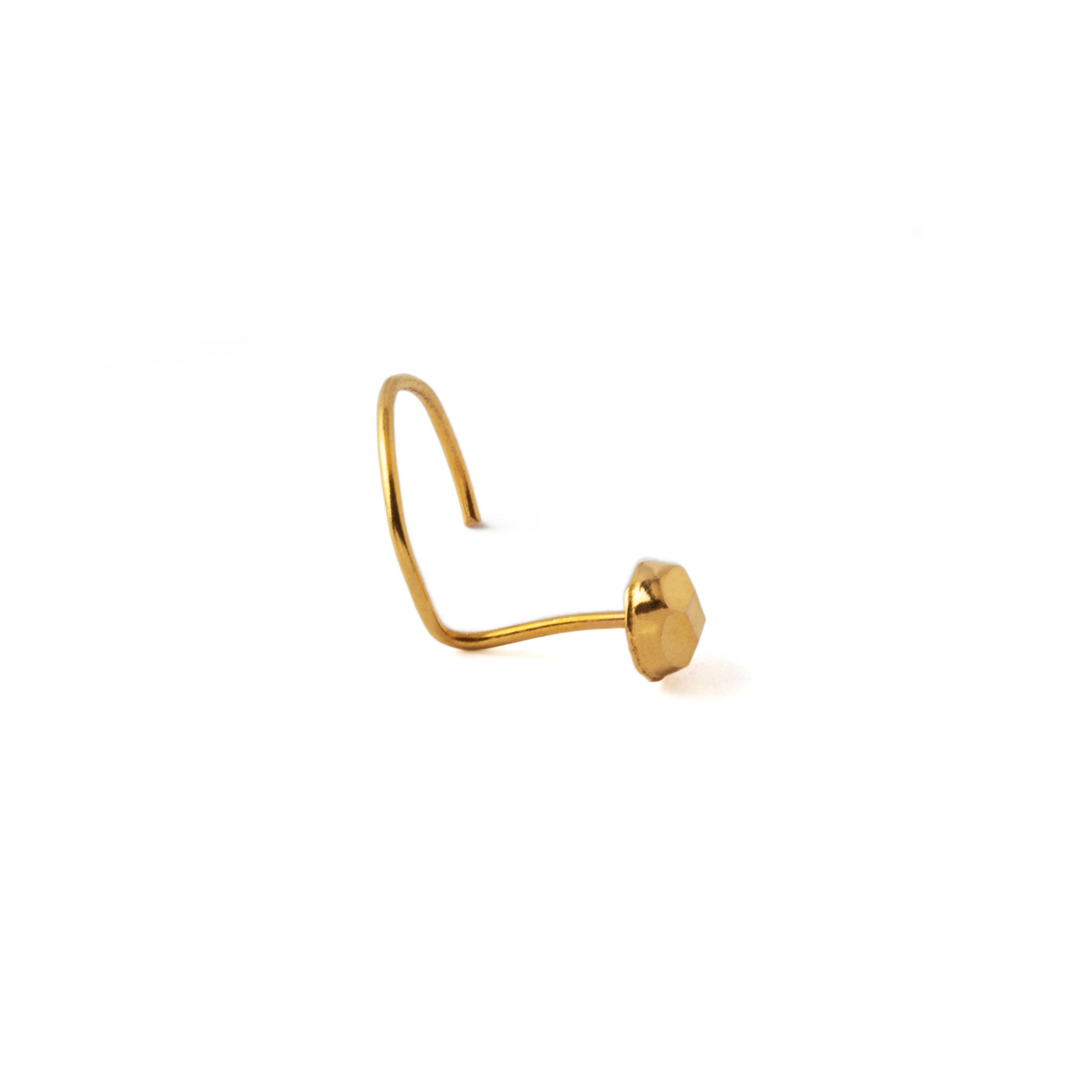 18K Gold Faceted Nose Stud side view