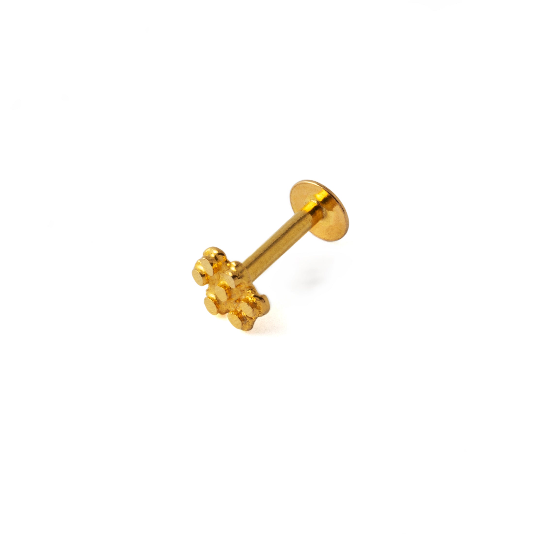 18k Gold Flower Flat Back Stud side view