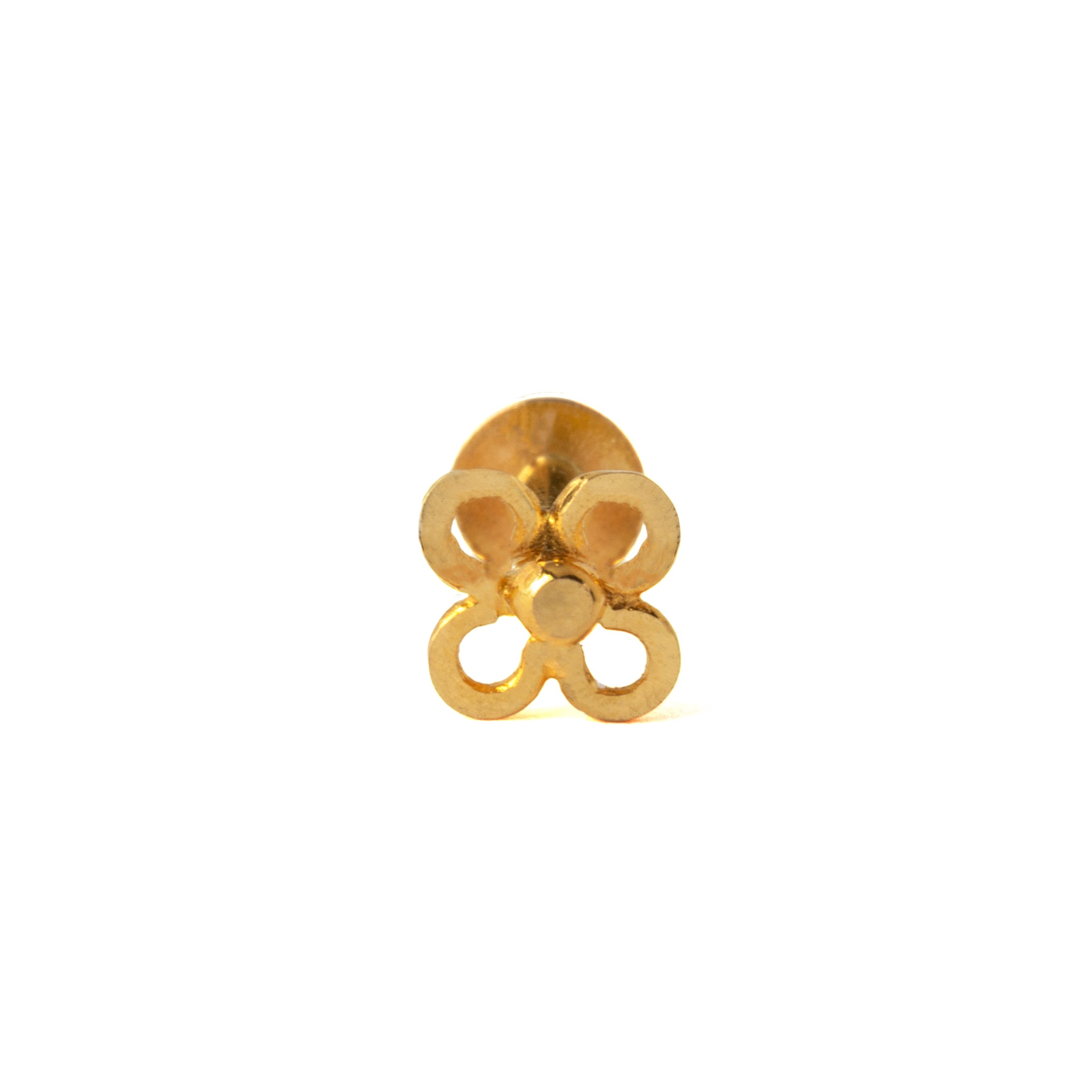 18k Gold Flower Contour Flat Back Stud frontal view