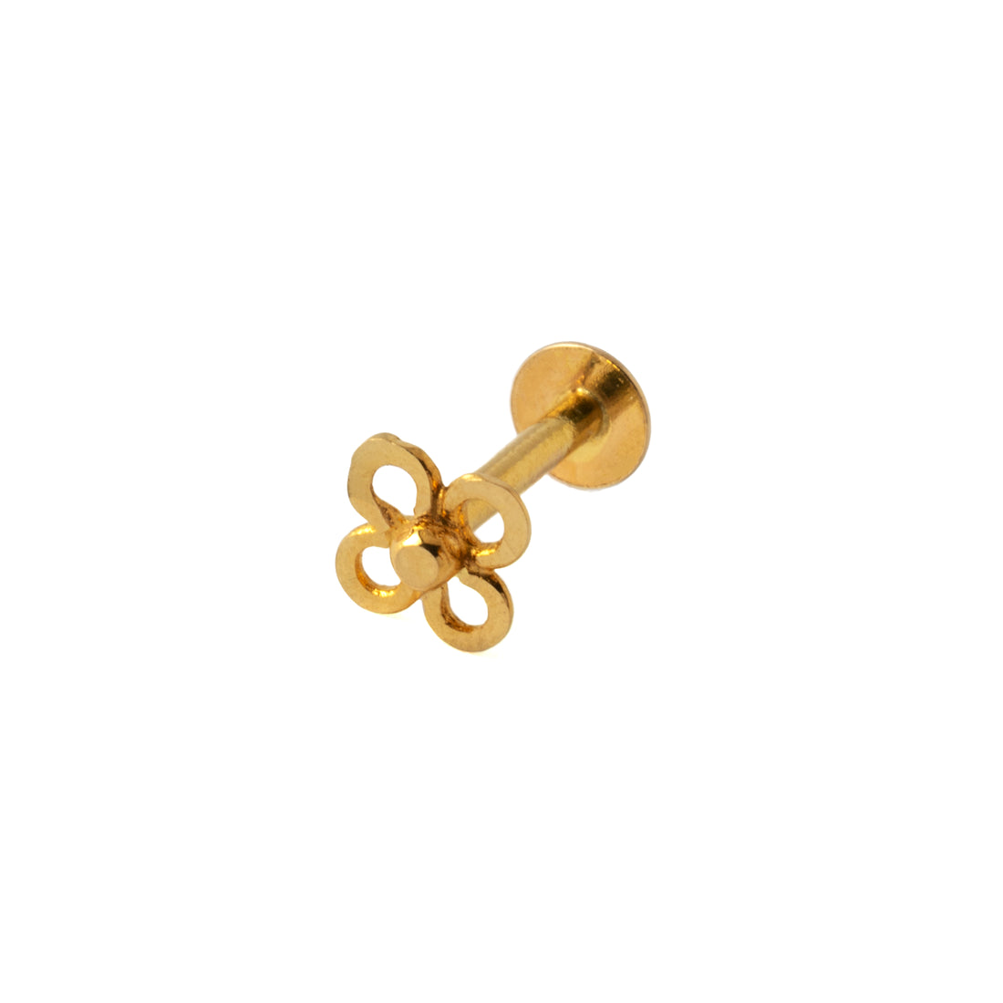 18k Gold Flower Contour Flat Back Stud right side view