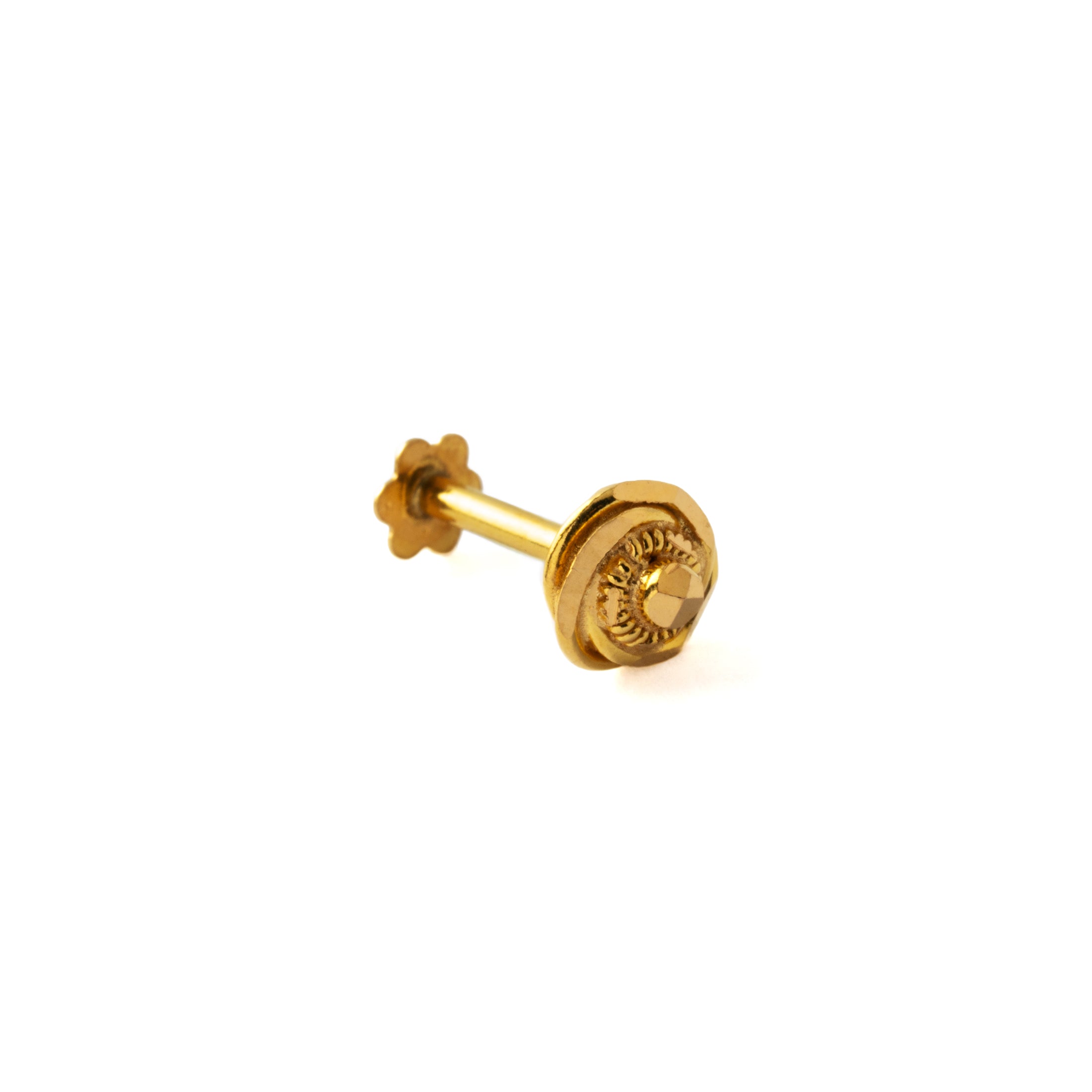 18k Gold Gulab Flat Back Stud left side view