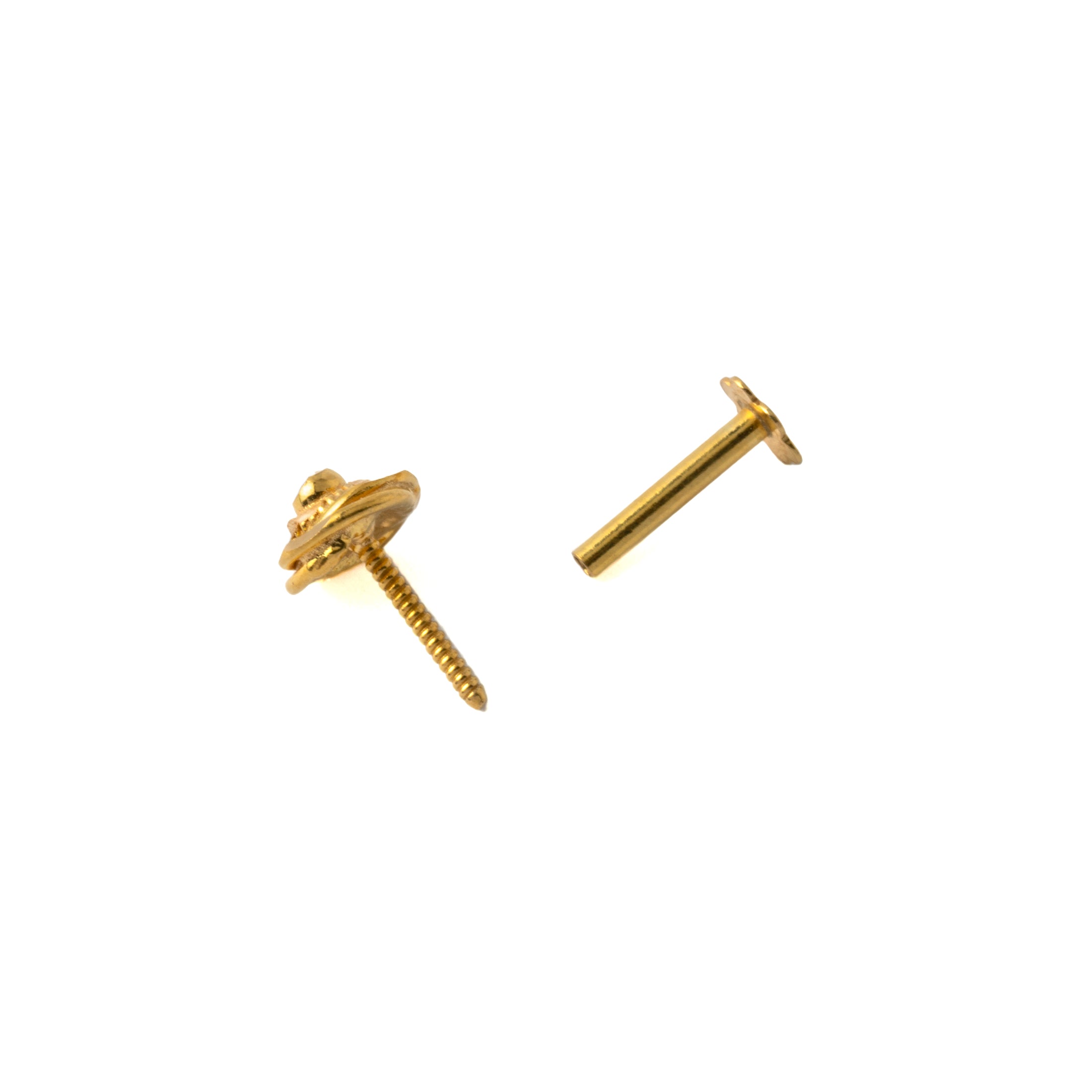 18k Gold Gulab Flat Back Stud internally threaded closure view