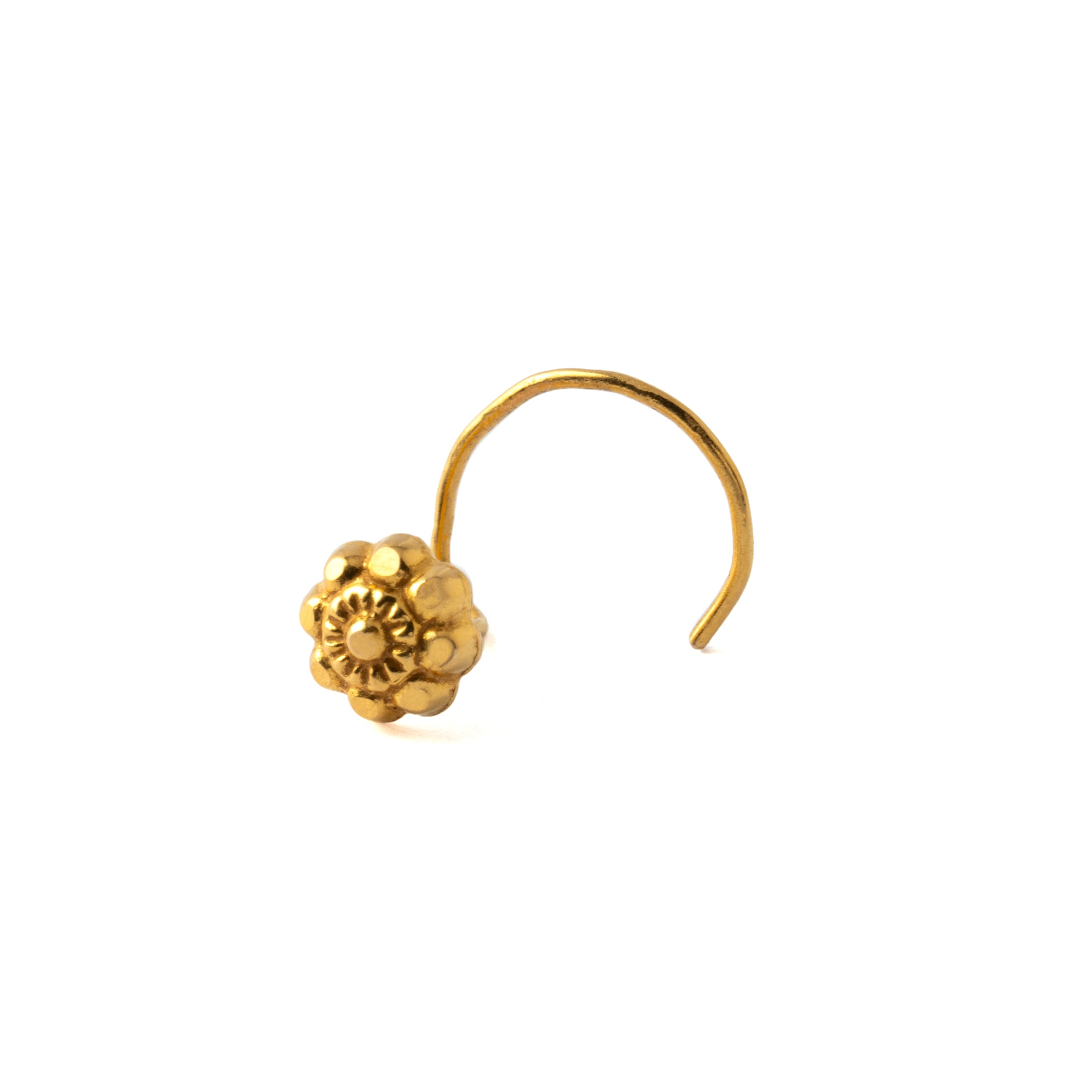 18K Gold Flower Nose Stud right side view