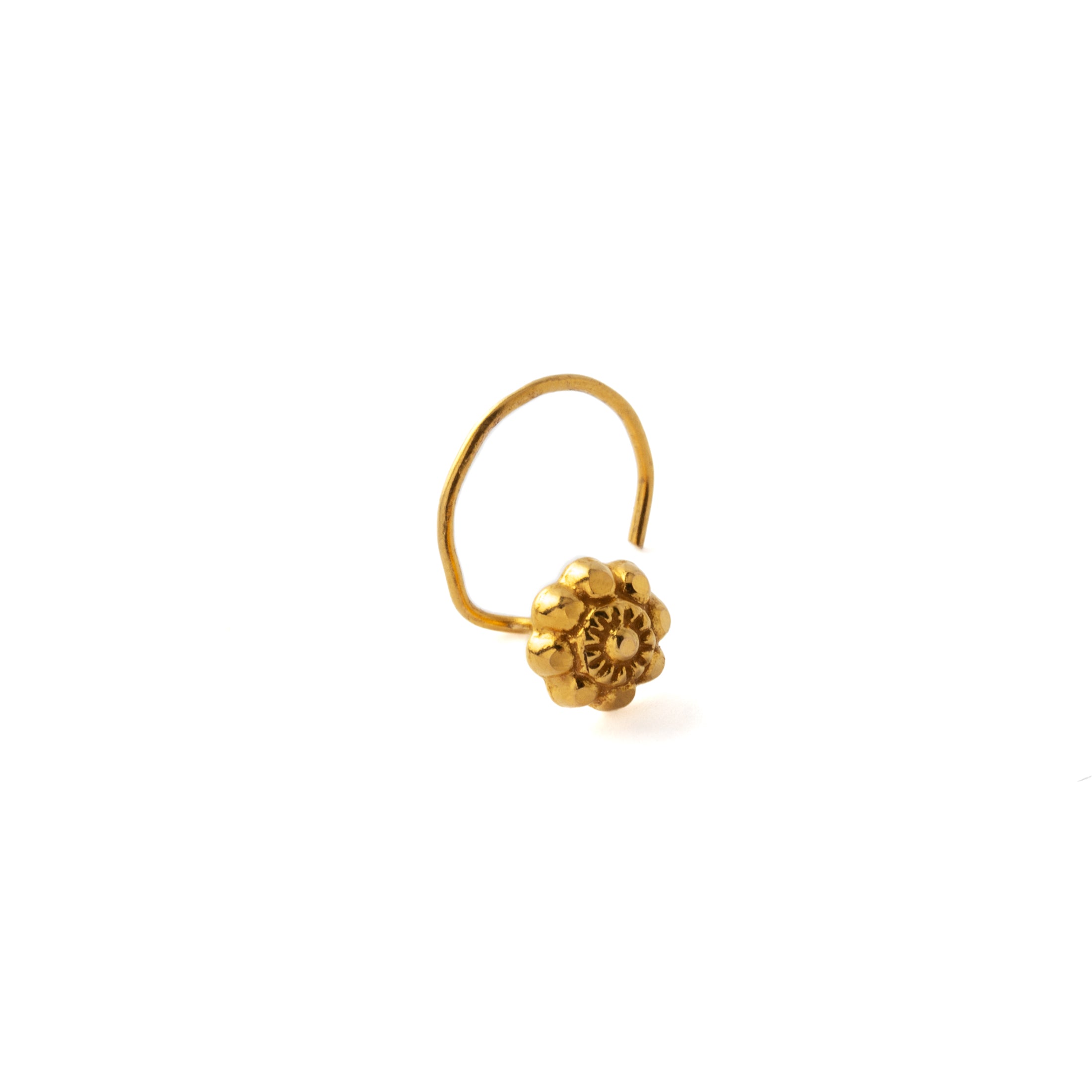 18K Gold Flower Nose Stud left side view