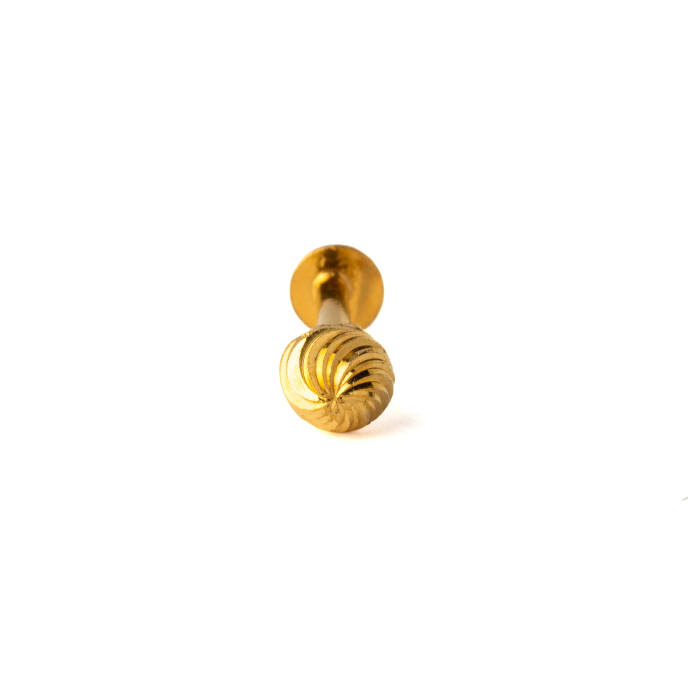 18K Gold Swirl Flat Back Stud frontal view