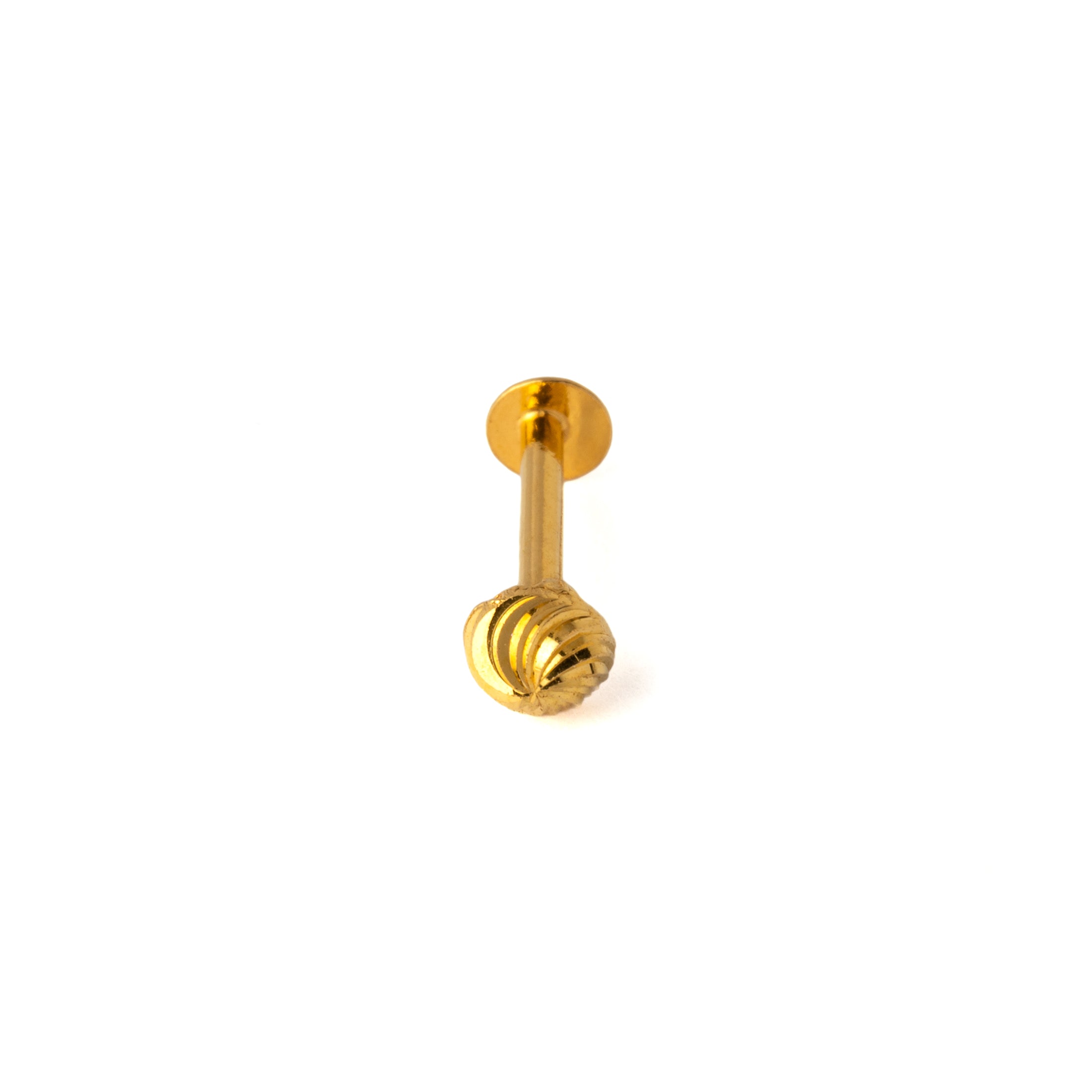 18K Gold Swirl Flat Back Stud frontal view