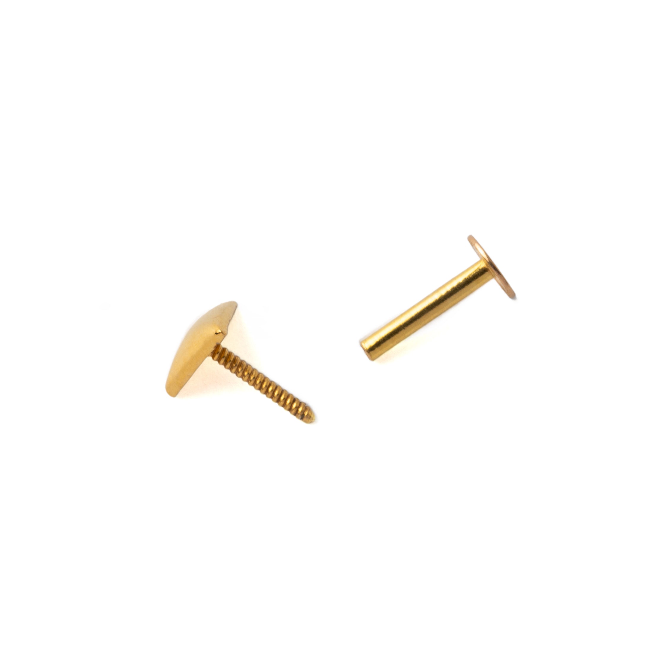 18k Gold Triangle Flat Back Stud internally threaded closure view