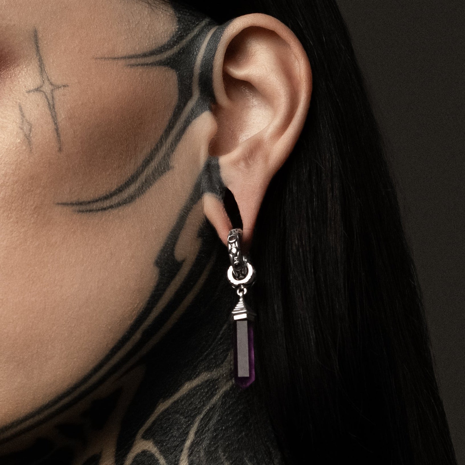 Ashara Silver Hangers - Amethyst