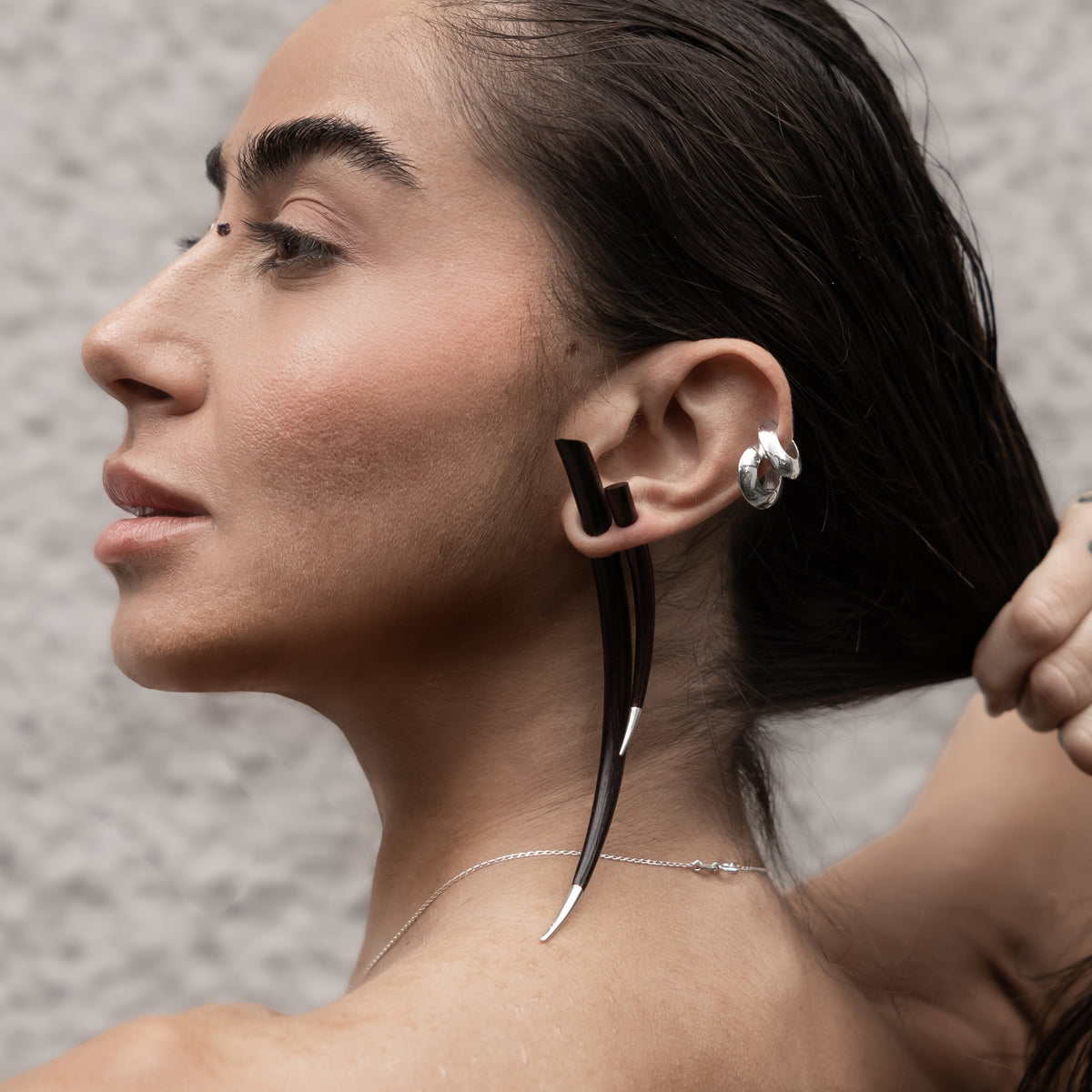 Ridged Huggie Hoops
