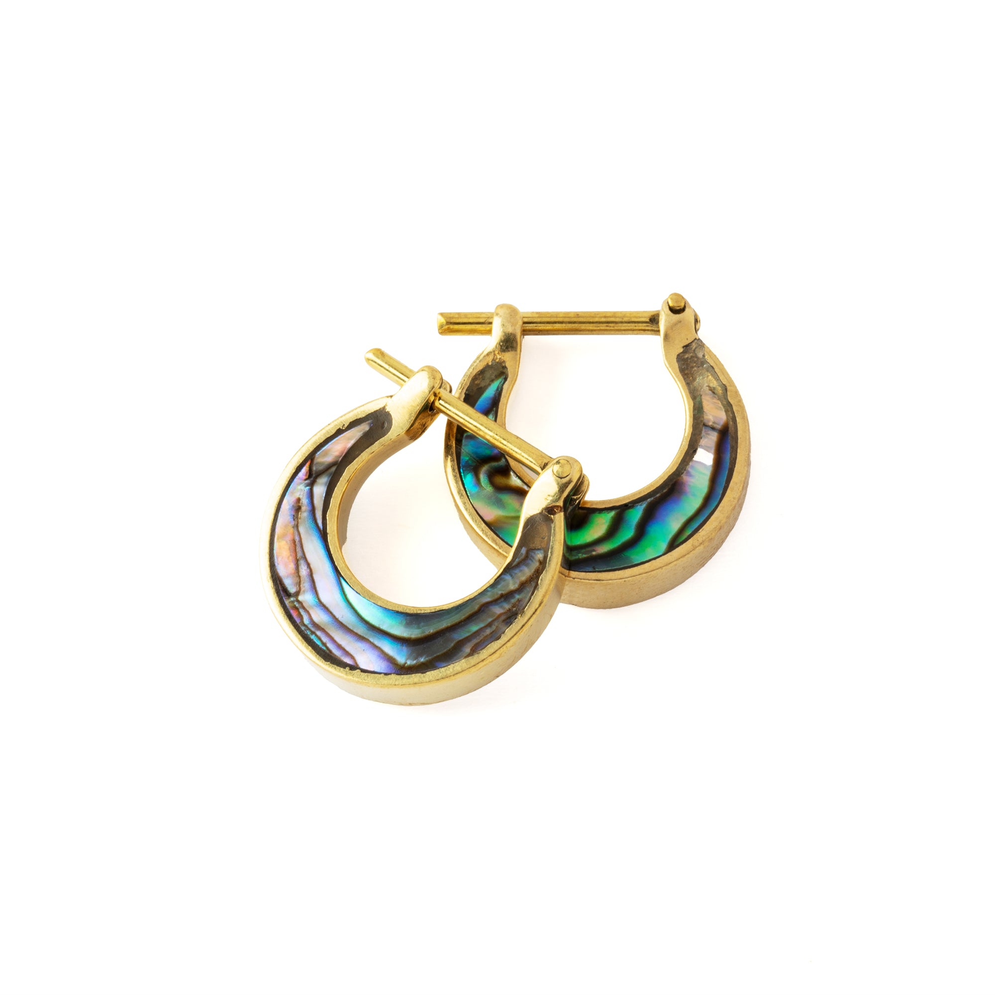 Golden Aanya Abalone small huggies Earrings