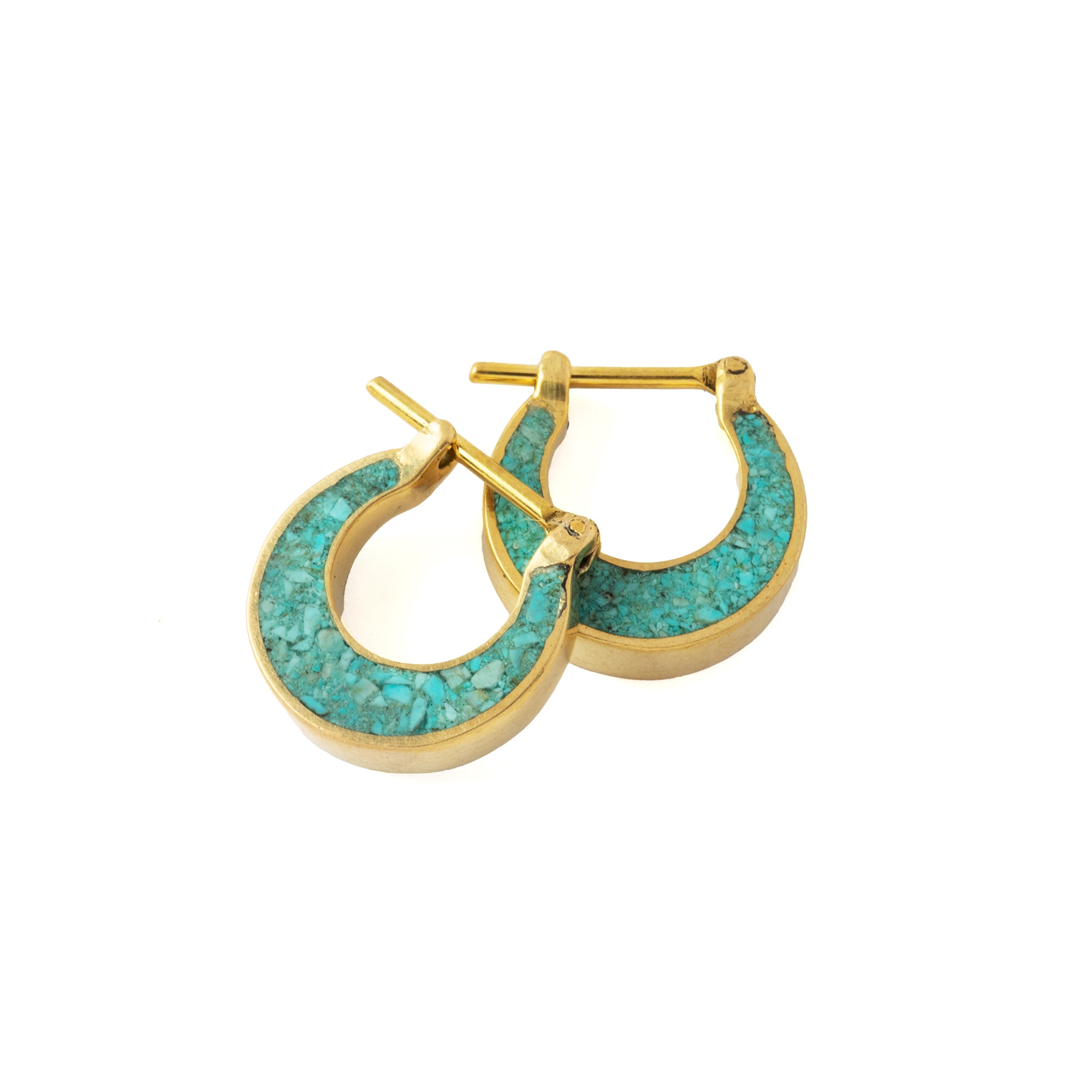 Golden Aanya Turquoise hoop huggies Earrings