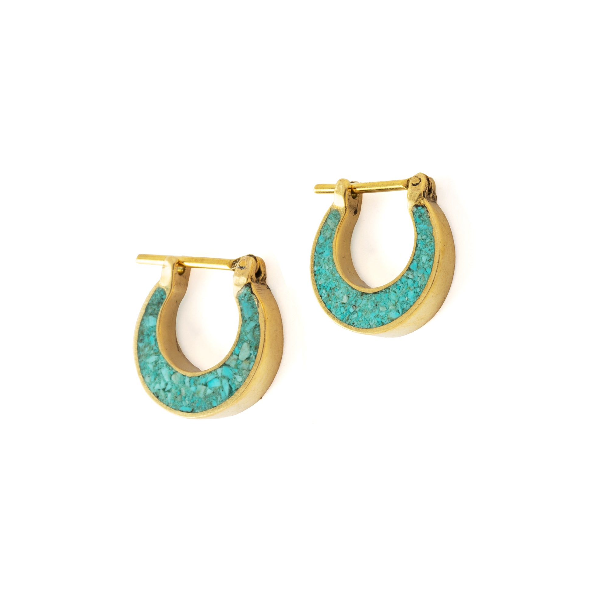 Golden Aanya Turquoise hoop huggies Earrings right side view