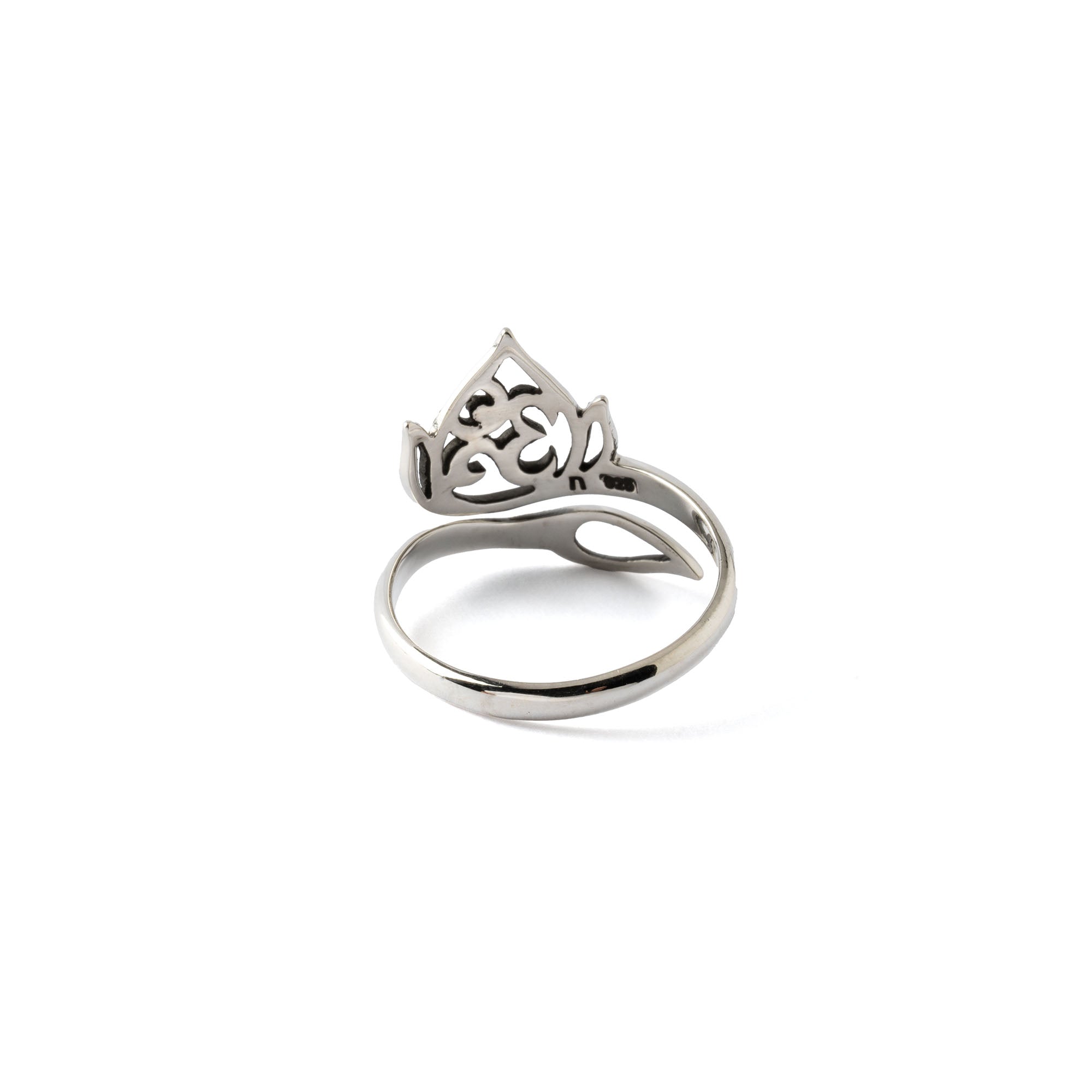 Adjustable Om Lotus Silver Ring