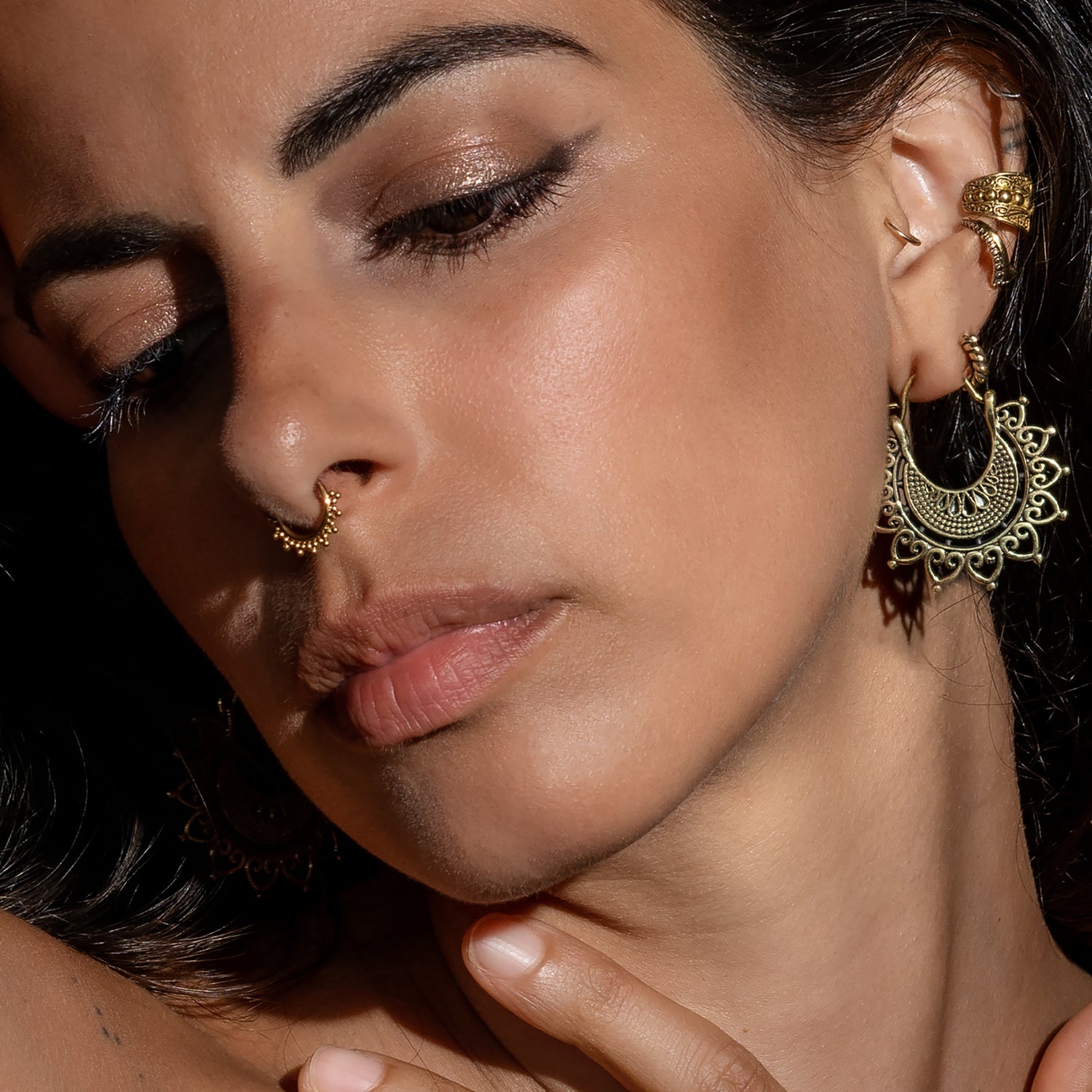 model wearing Ashiri Ear Cuff