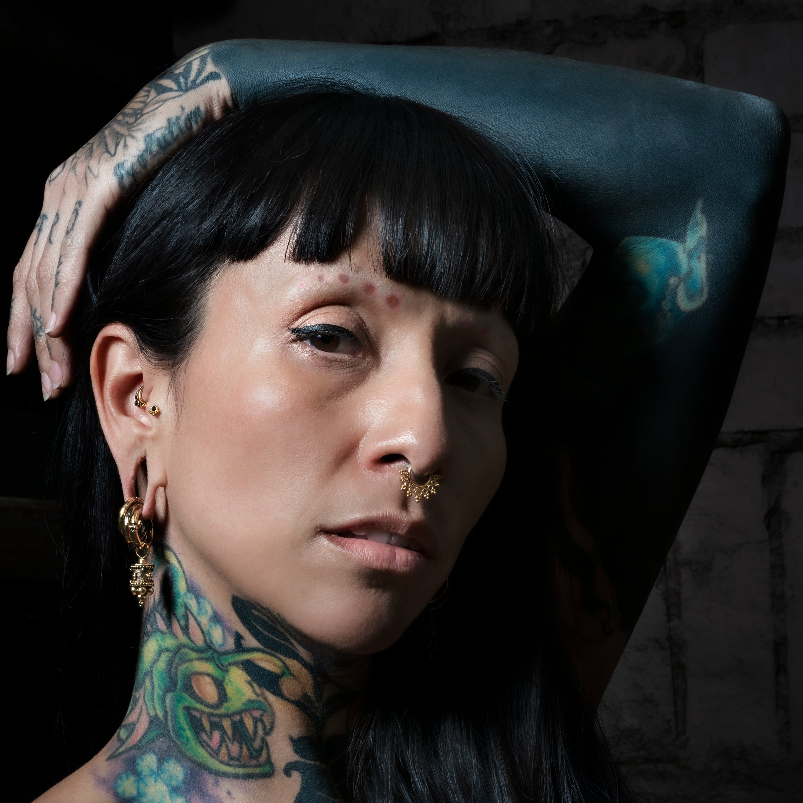model wearing Afghan Ear Hangers