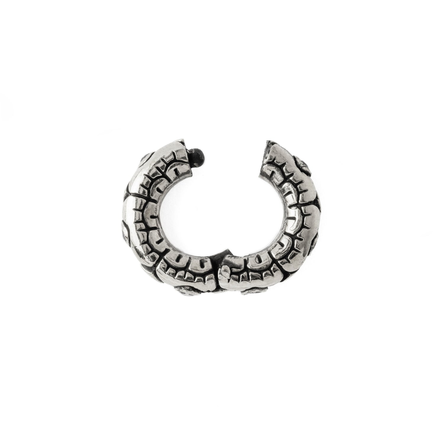 Ashara Silver Clicker Ring with Amethyst open mode, hinged segment view