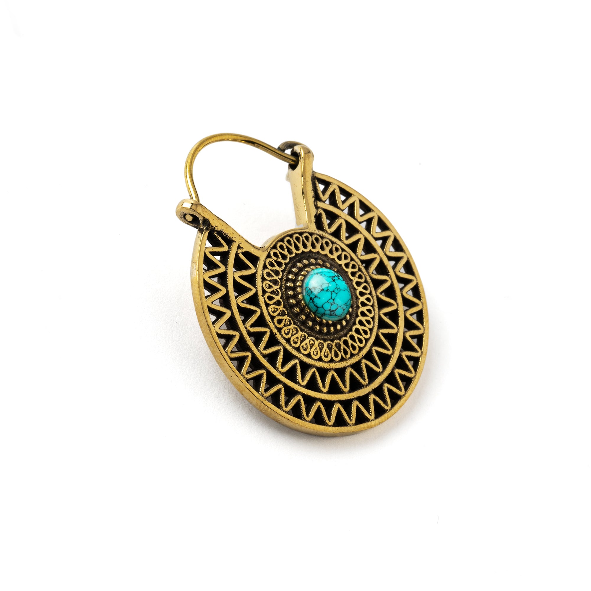 Single Bethari Turquoise Earring side close up view