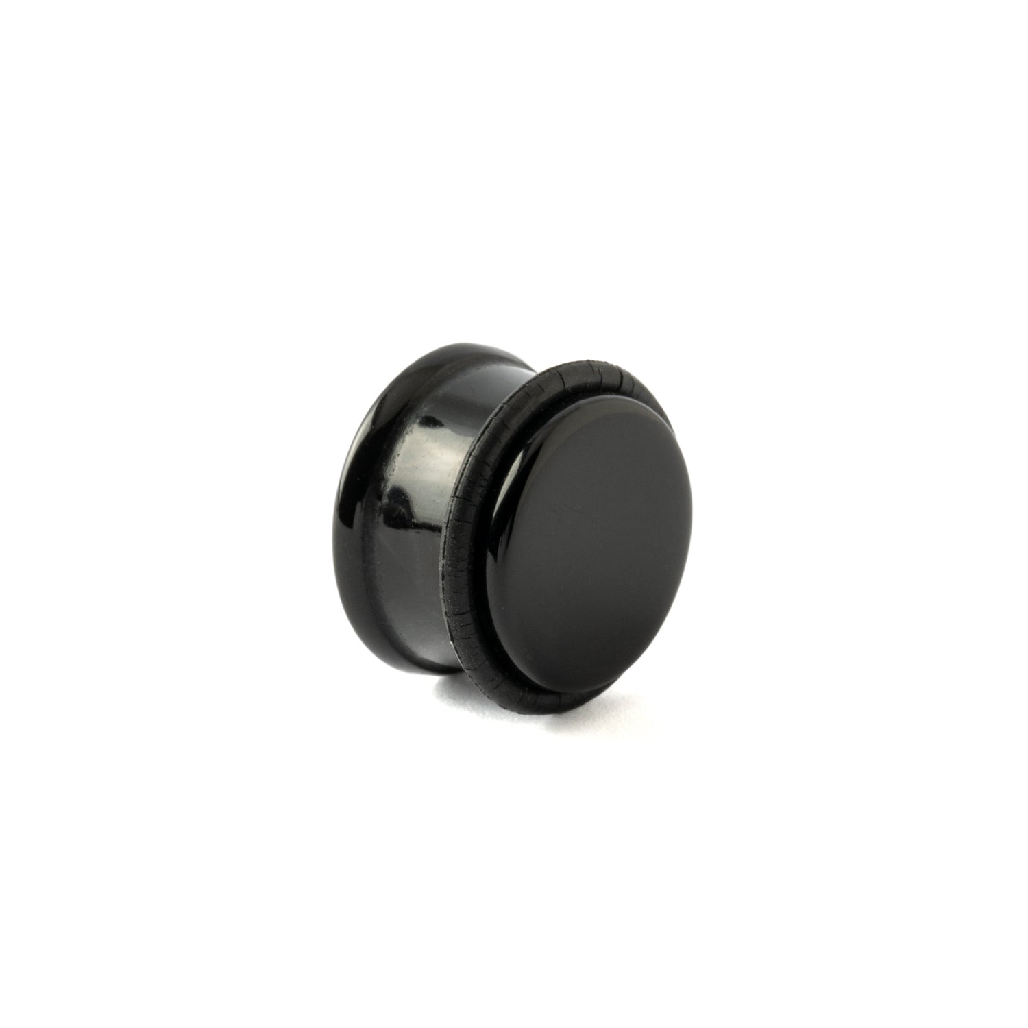 Single Flare Black Agate Plugs back side view