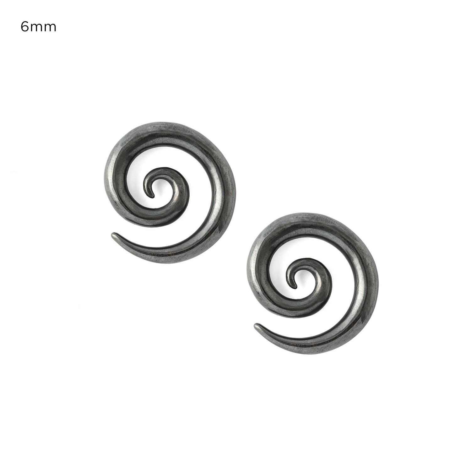 Koru Black Silver Gauge Earrings