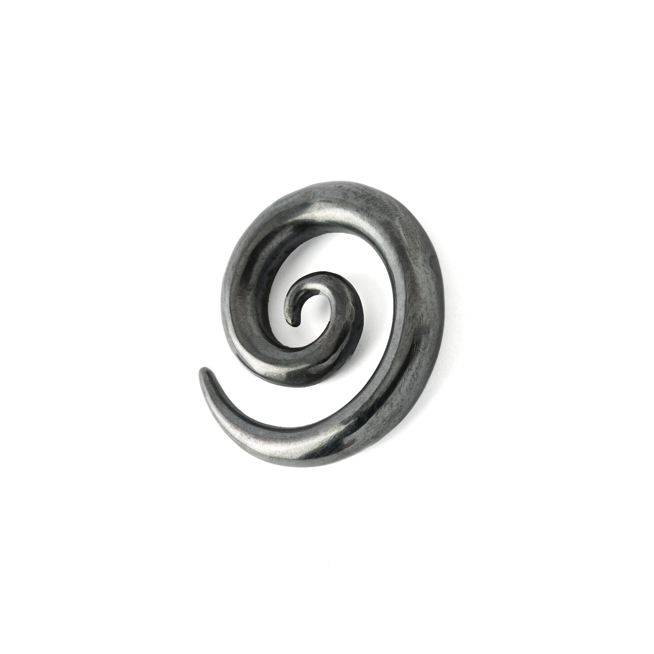 Koru Black Silver Gauge Earrings