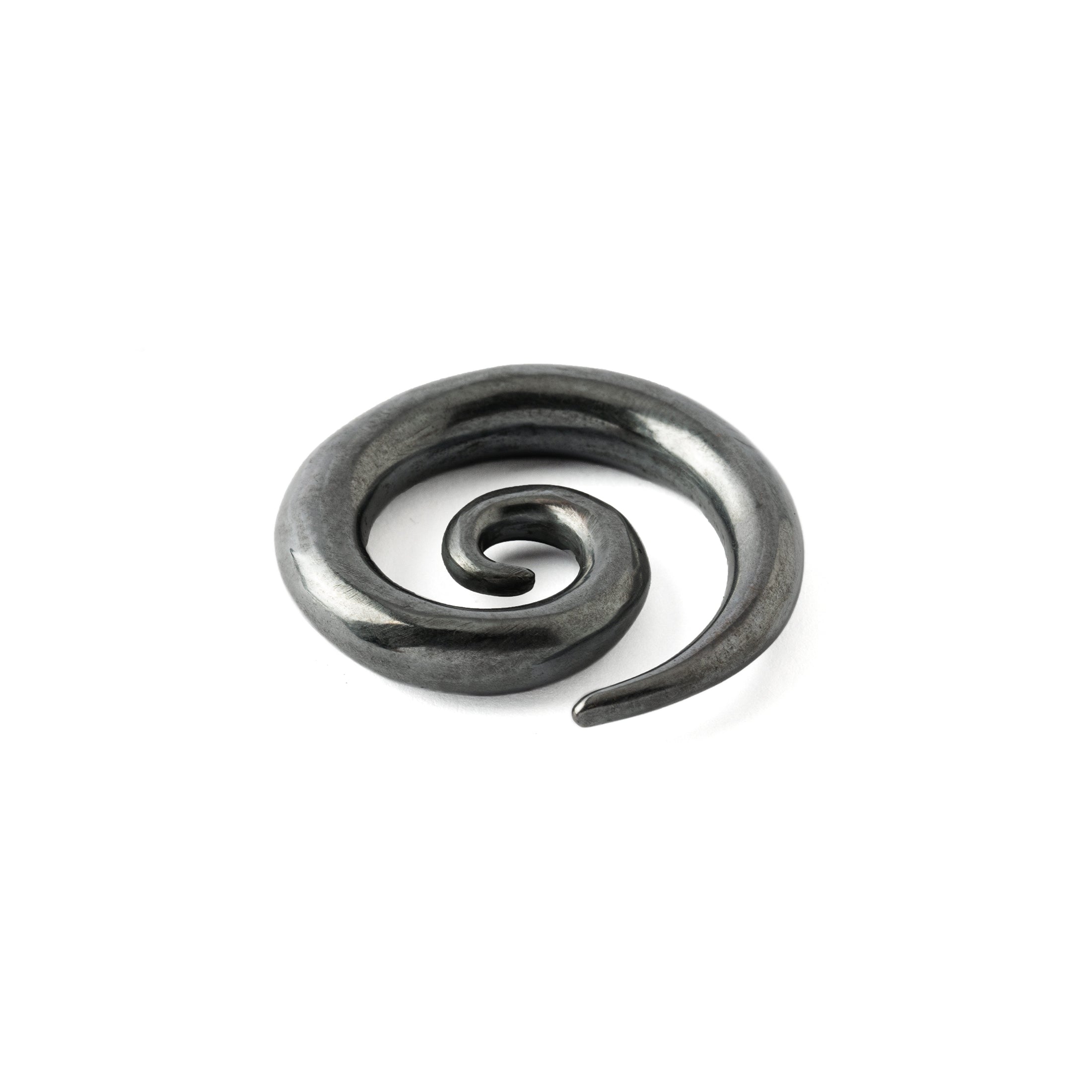 Koru Black Silver Gauge Earrings