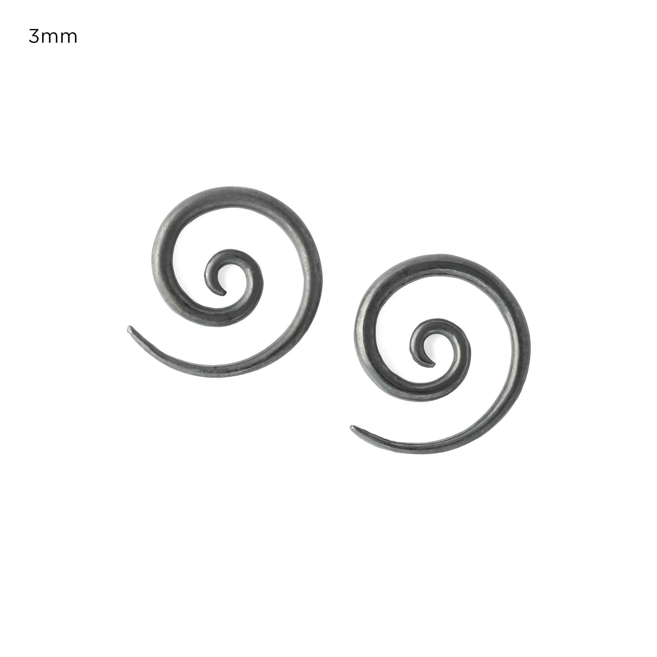 Koru Black Silver Gauge Earrings