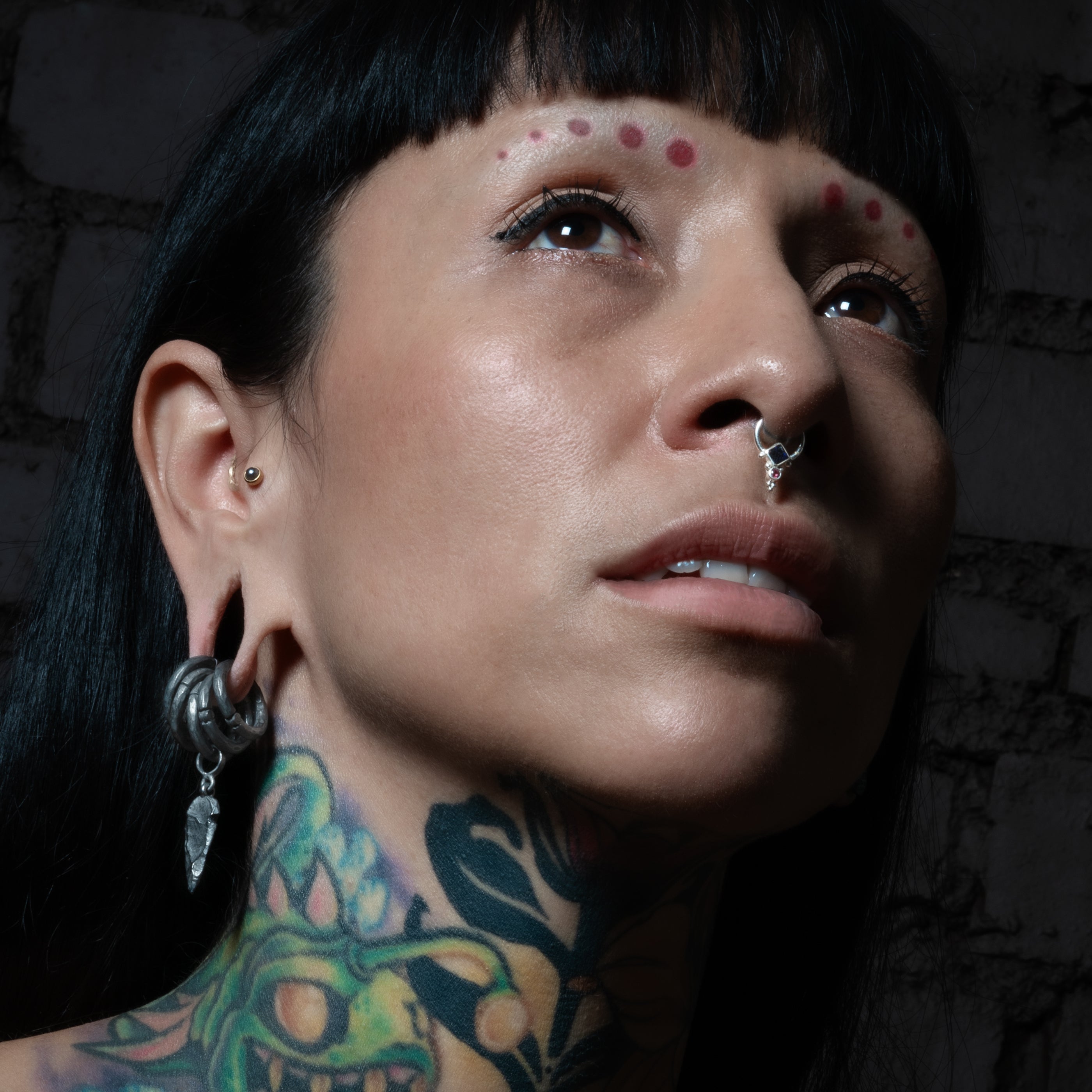 Rishi Silver Septum - Iolite and Ruby