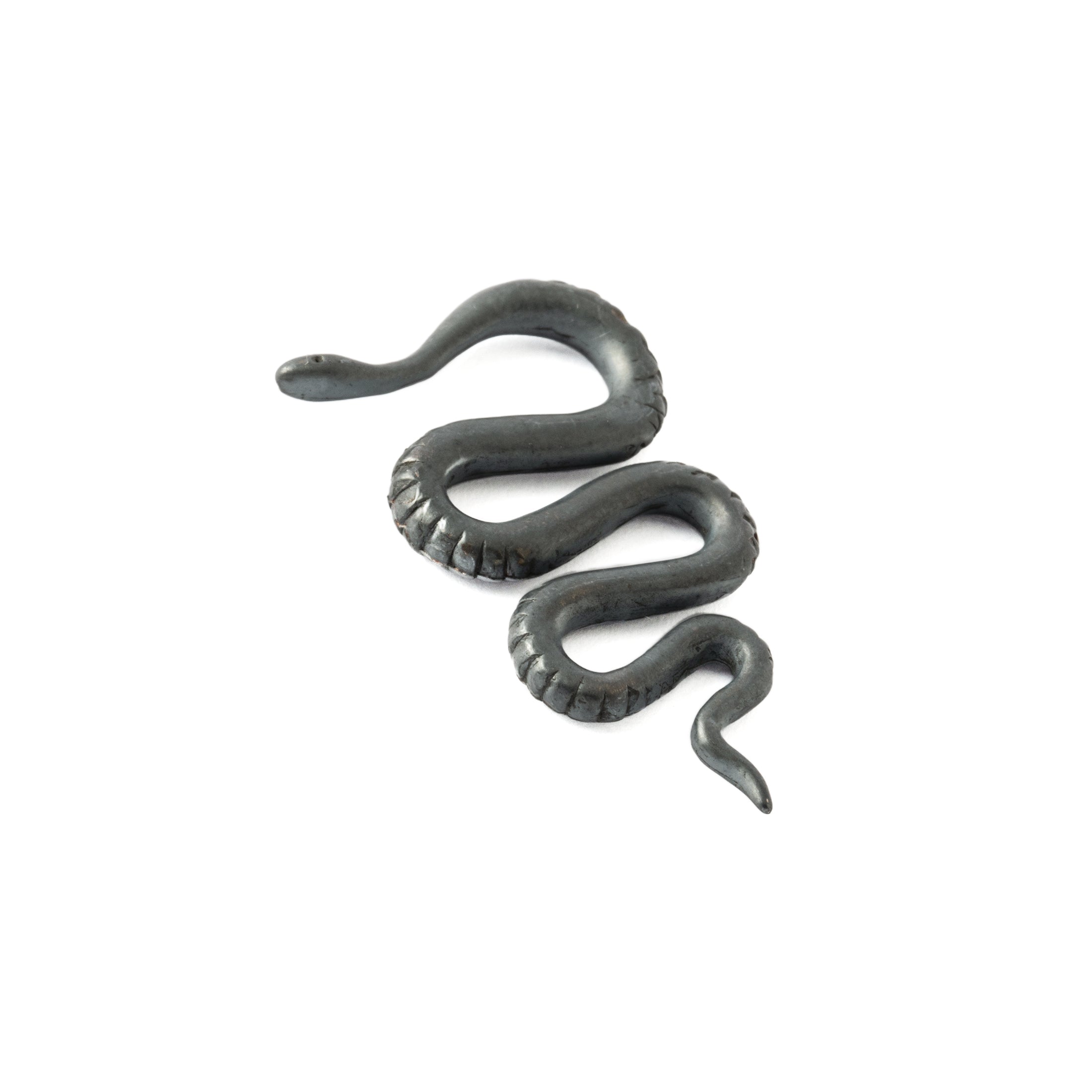 Snake Black Silver Ear Hangers front view