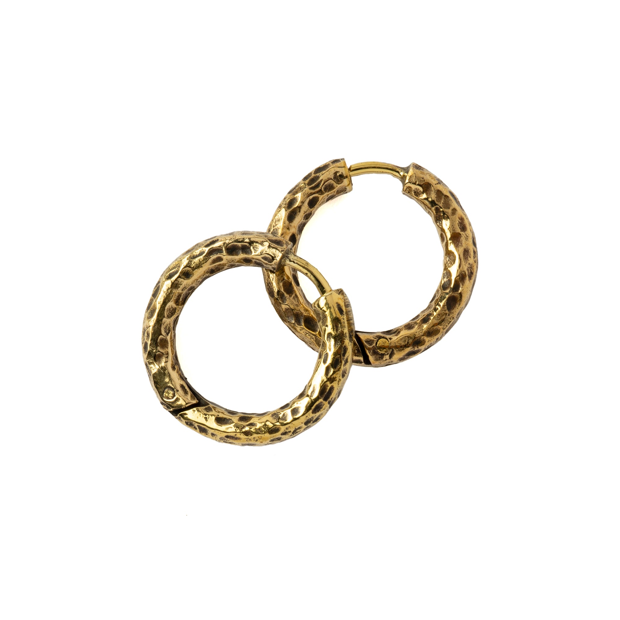 22mm Hammered Brass Clicker Hoops earrings