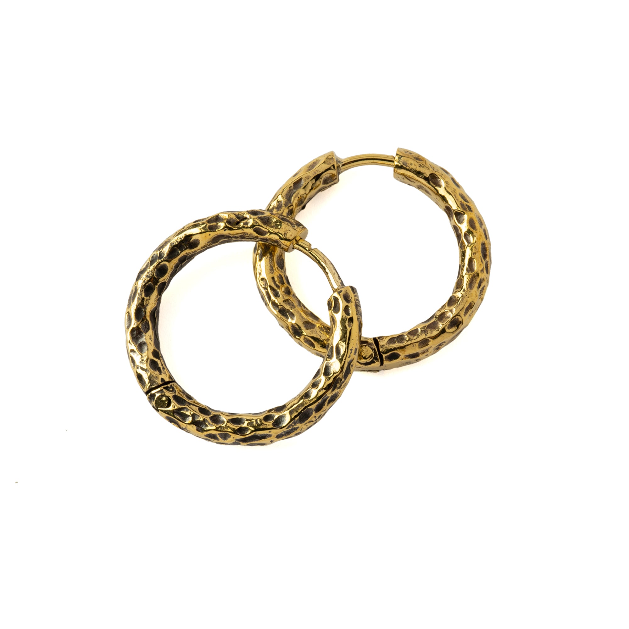 26mm Hammered Brass Clicker Hoops earrings