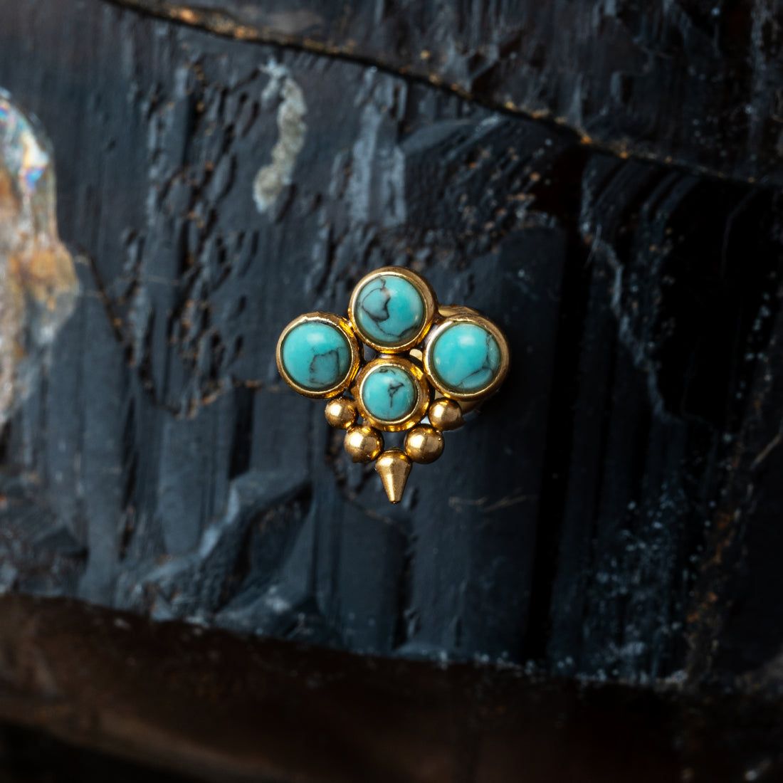 Brenna Golden internally threaded Labret with Turquoise