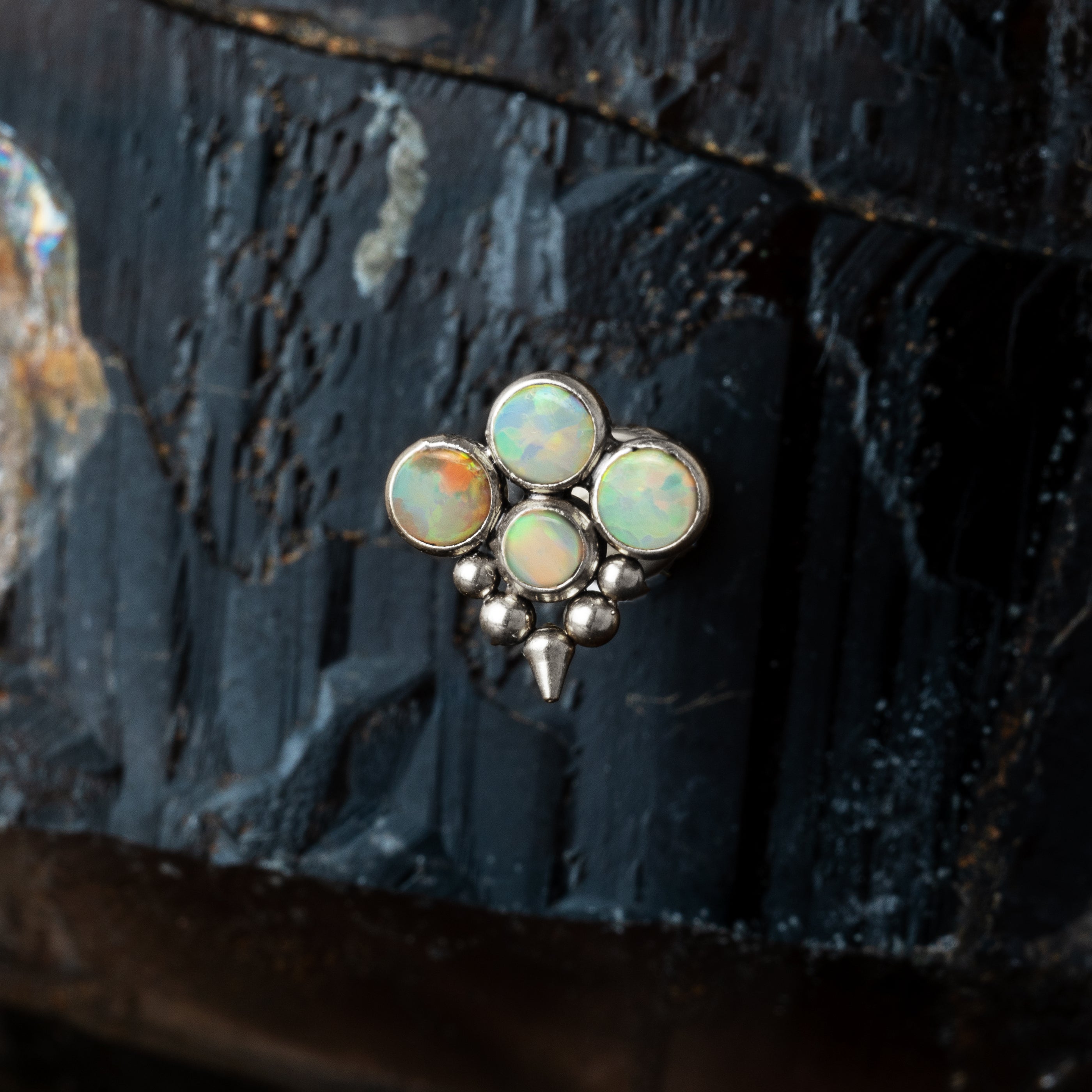 Brenna internally threaded Labret with White Opal