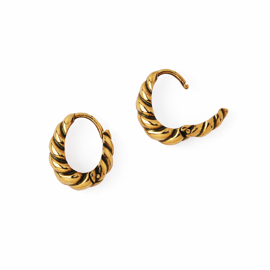 Twisted Teardrop Huggie Hoops