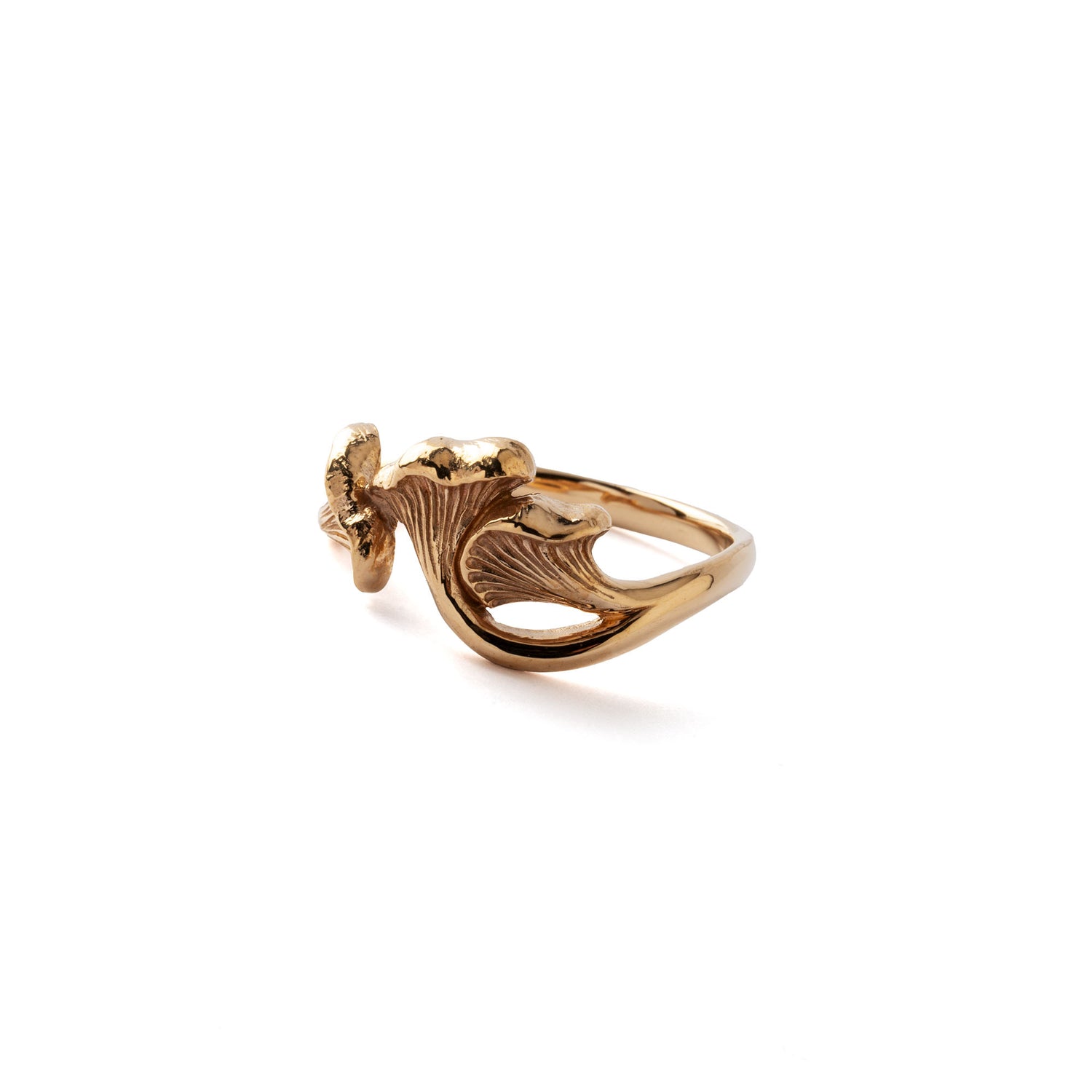 Chanterelle Mushroom Bronze Ring right side view