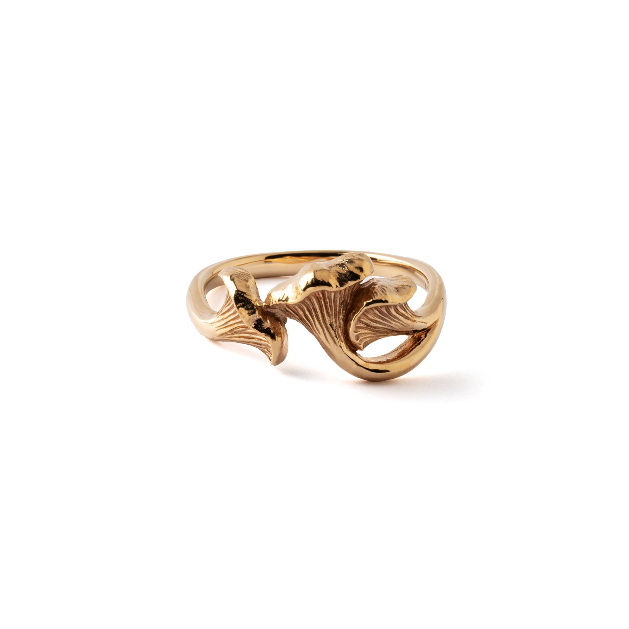 Chanterelle Mushroom Bronze Ring frontal view