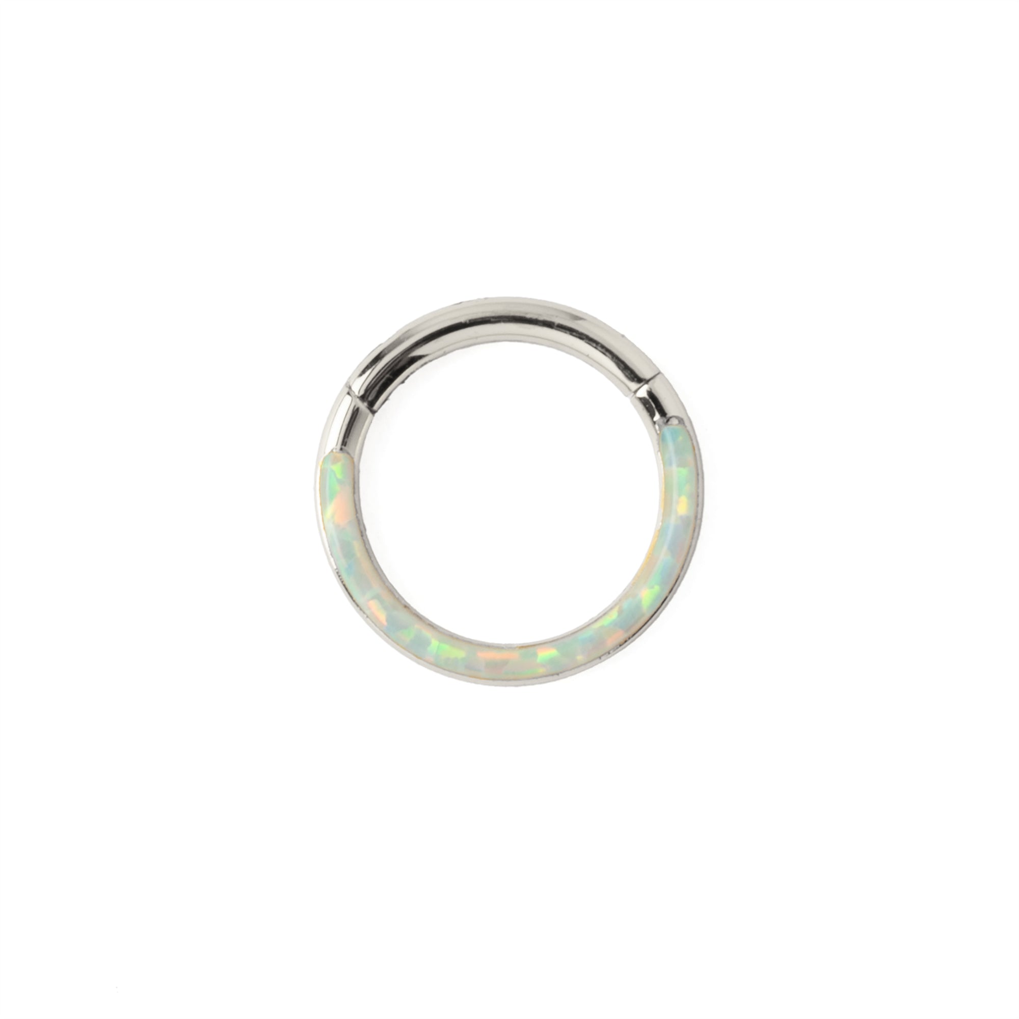 Clicker Ring with Opal crescent frontal view
