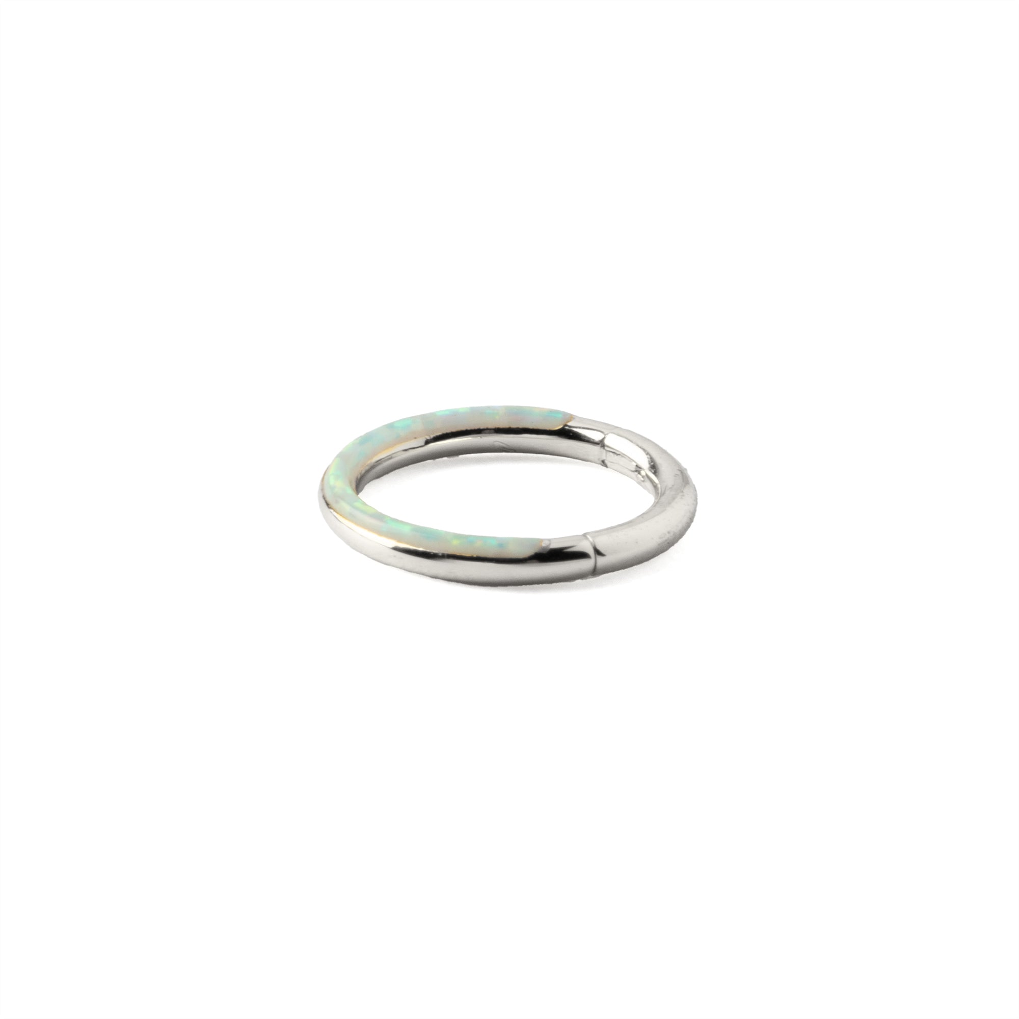 Clicker Ring with Opal crescent side view