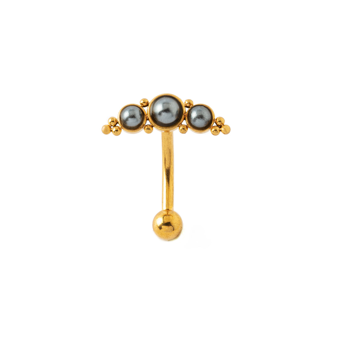 Deva I Golden Navel Piercing with Pearls frontal view
