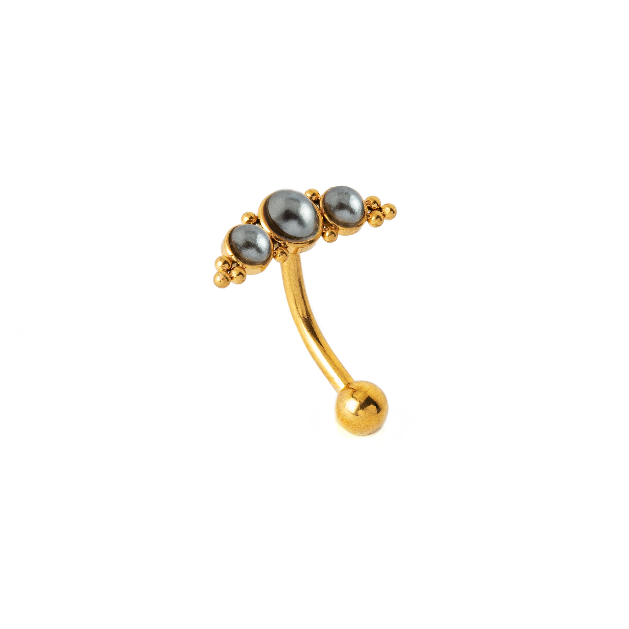 Deva I Golden Navel Piercing with Pearls left side view