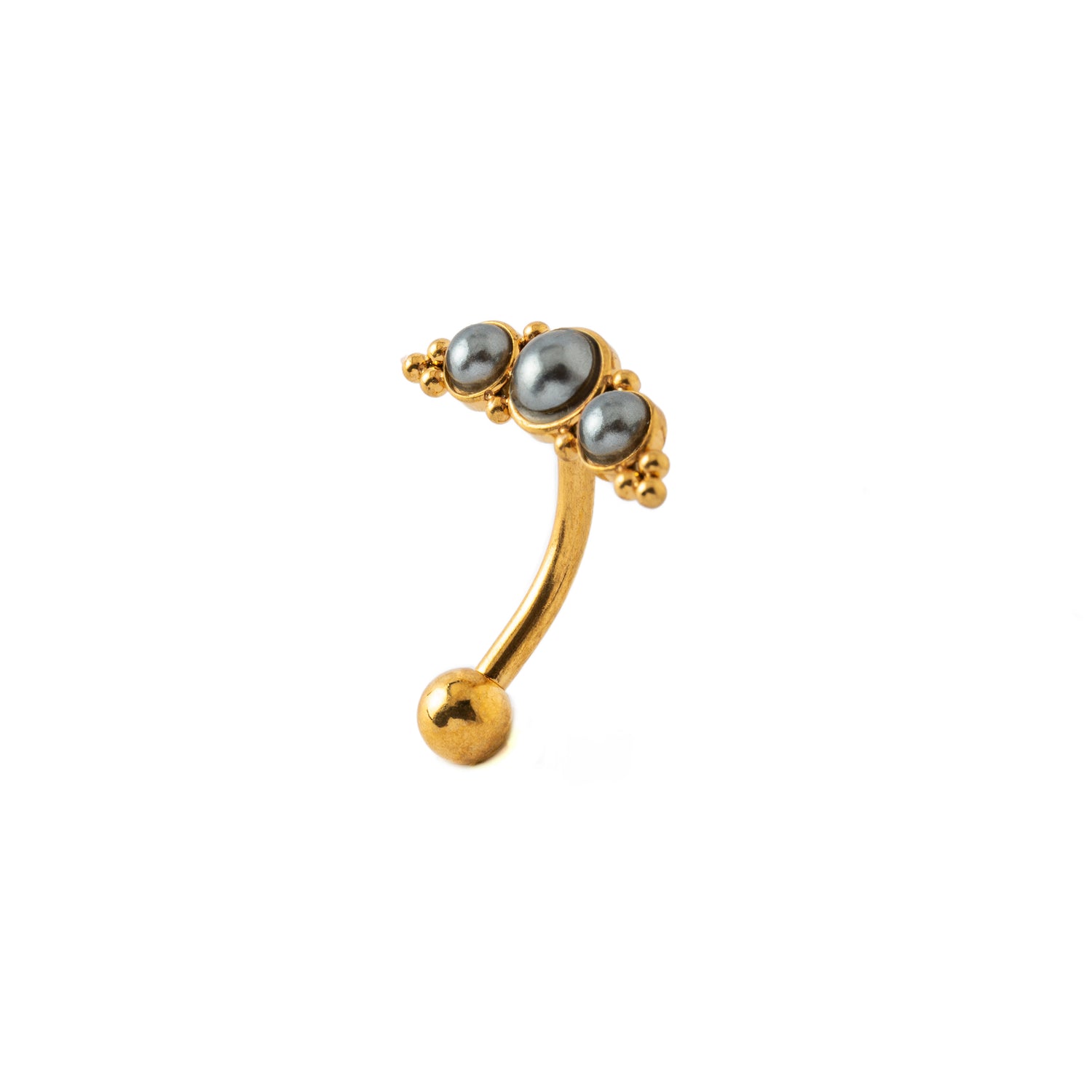 Deva I Golden Navel Piercing with Pearls right side view