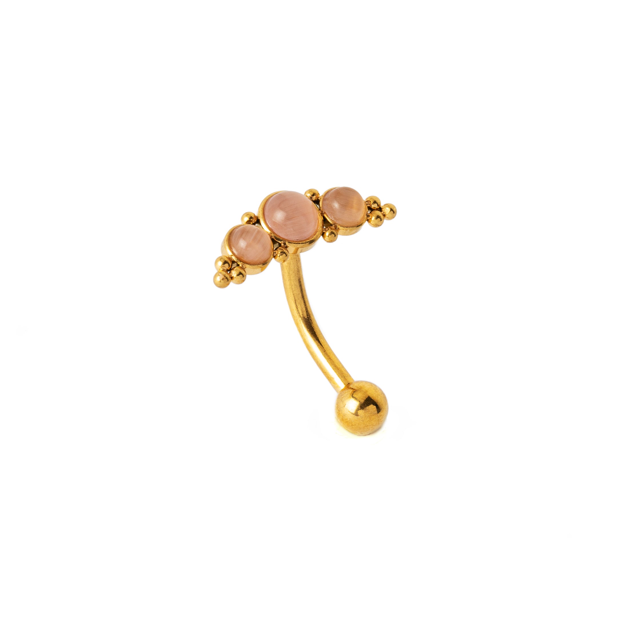 Deva I Golden Navel Piercing with Rose Cat Eye