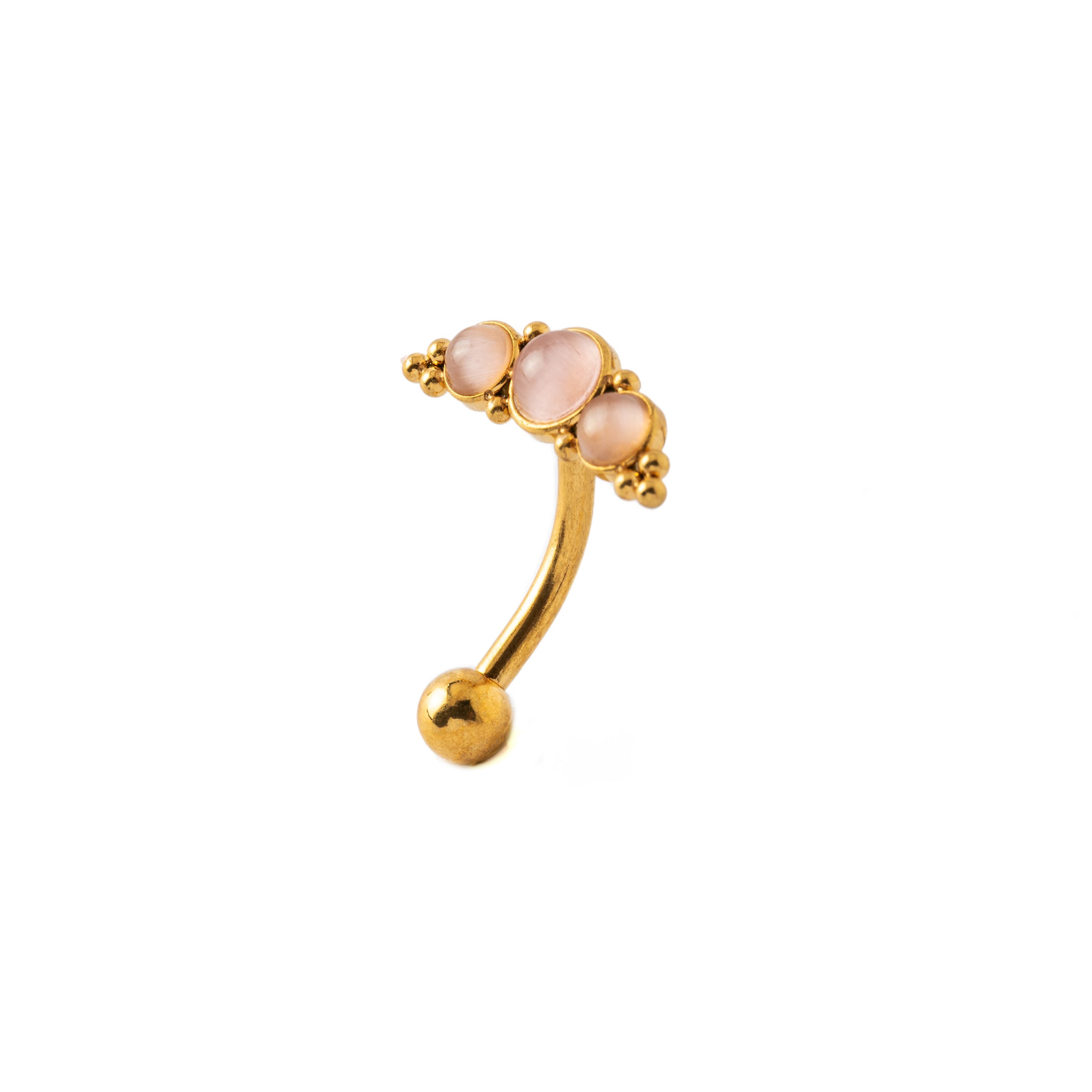 Deva Golden Navel Piercing with Rose Cat Eye