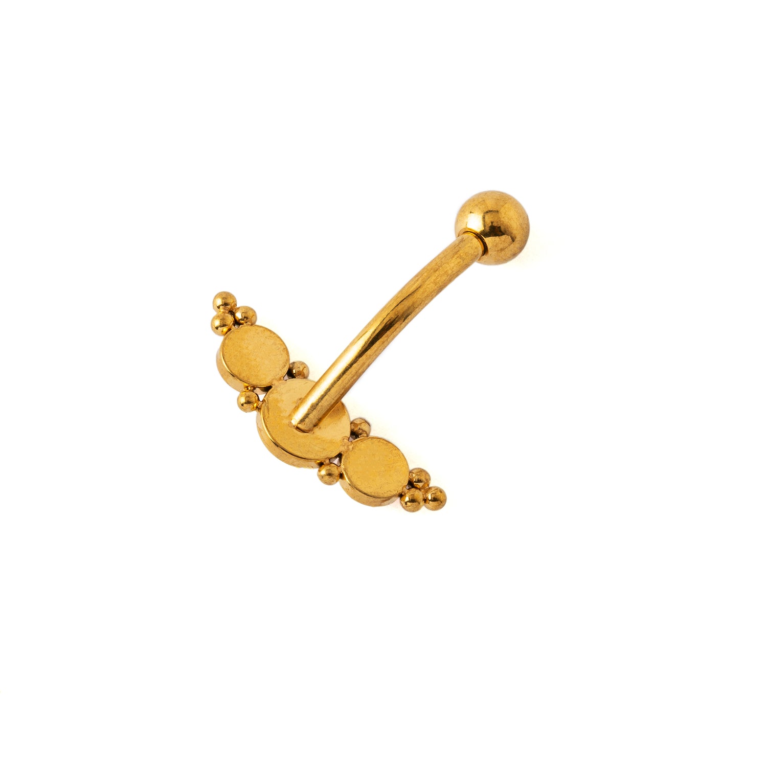 Deva I Golden Navel Piercing with Rose Cat Eye