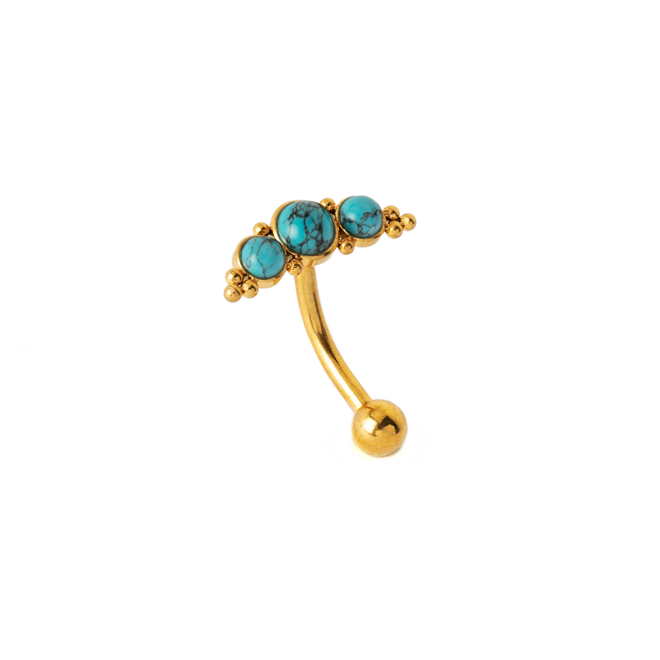 Deva I Golden Navel Piercing with Turquoise left side view