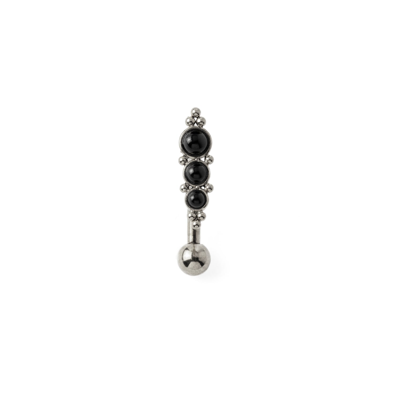 Deva Navel Piercing with Onyx frontal view